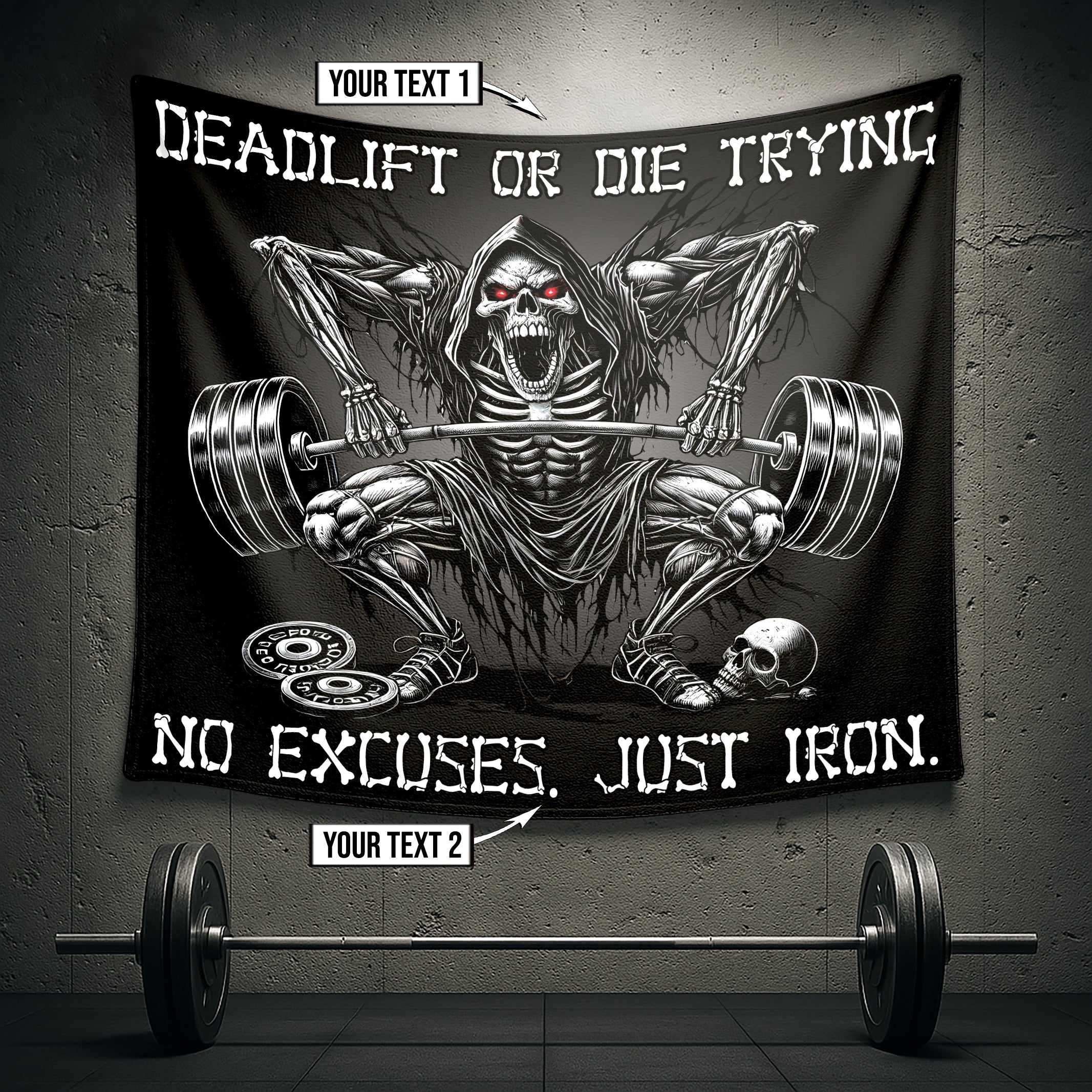 Grim Reaper Deadlift Gym Banner – Lift Heavy Die Strong 11456
