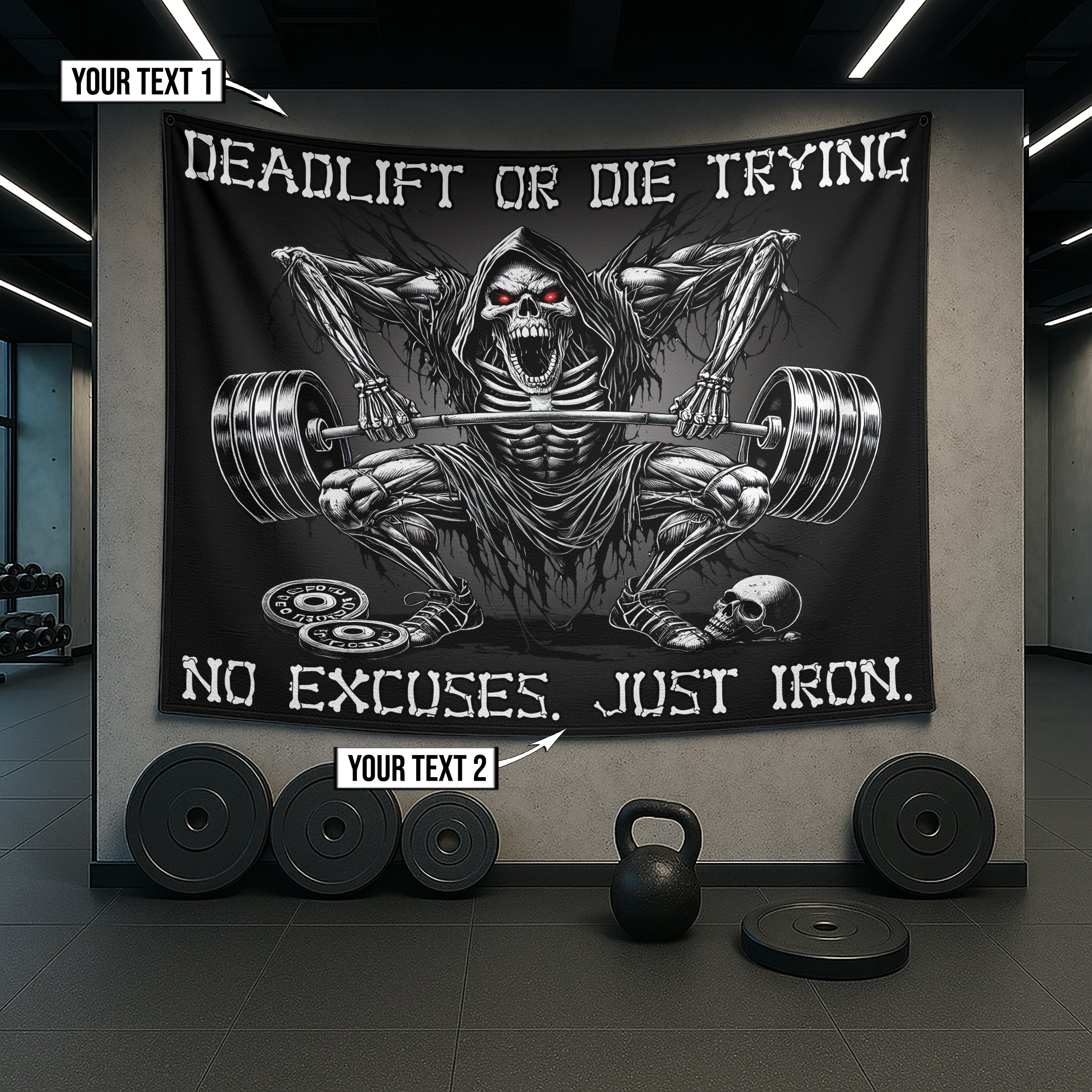 Grim Reaper Deadlift Gym Banner – Lift Heavy Die Strong 11456