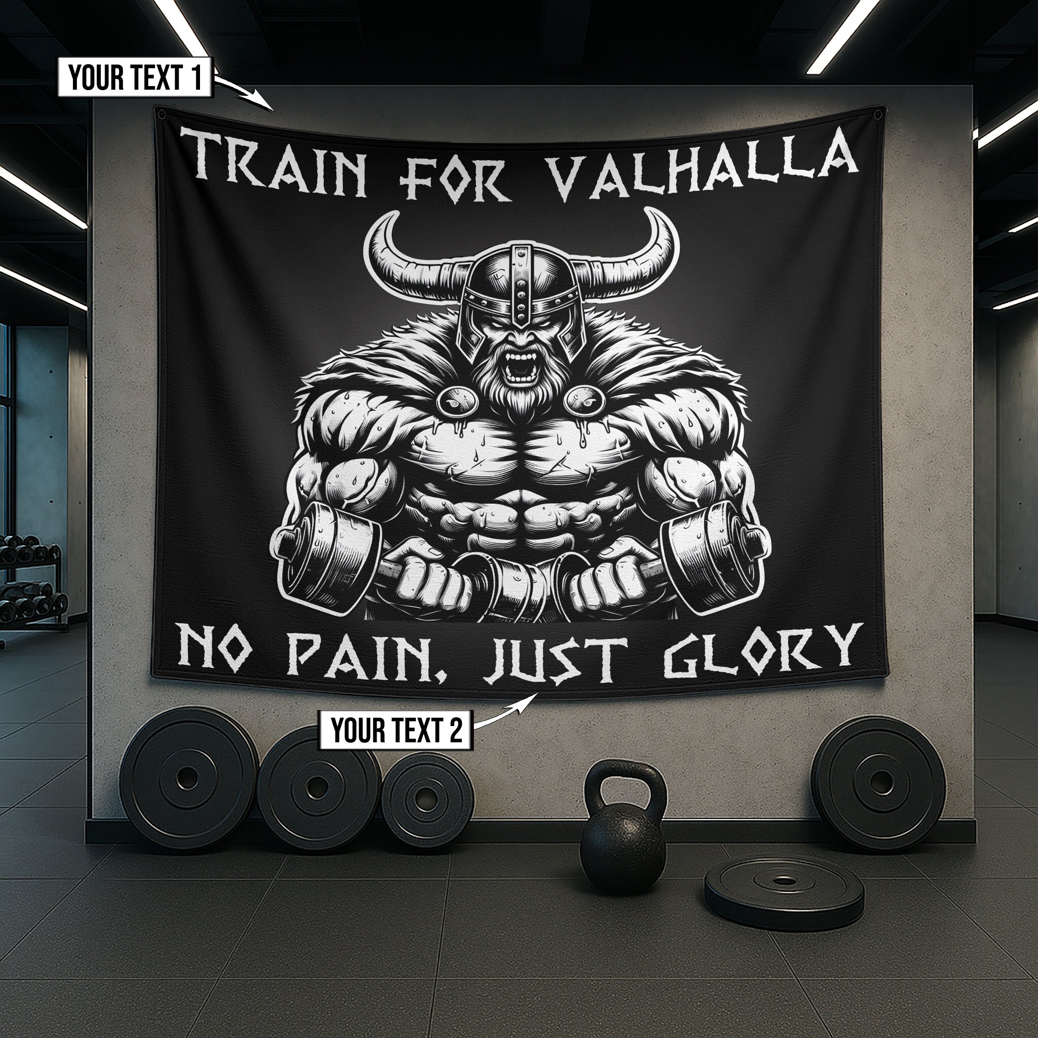 Customizable Viking Gym Banner – Train For Valhalla 11458