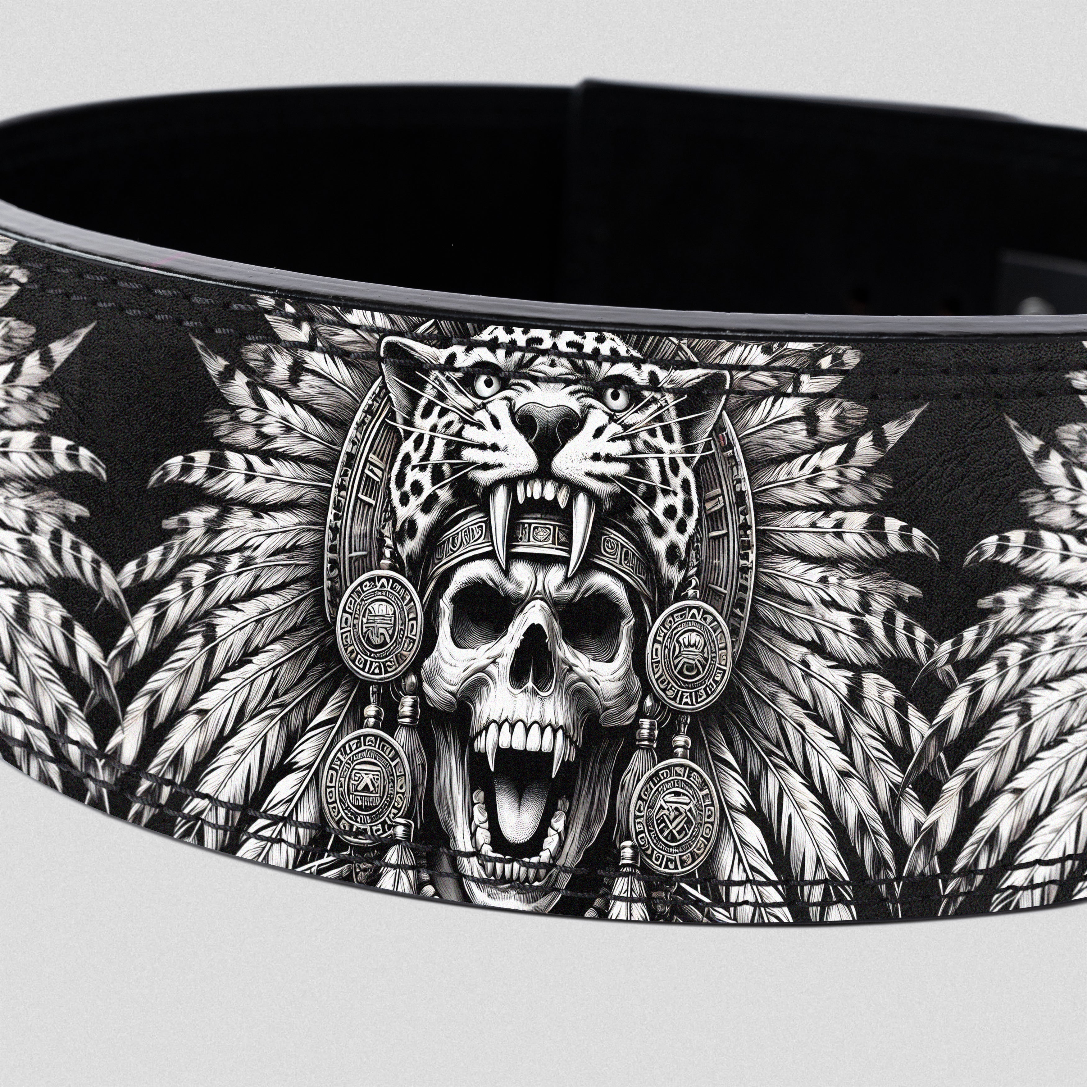 Savage Aztec Jaguar Warrior - Customizable Powerlifting Belt 11399