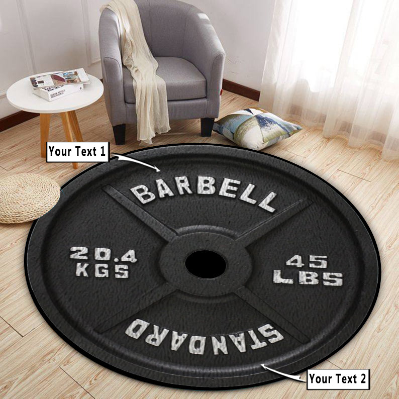 Personalized Gym Round Rug Carpet Home Gym Decor Barbell Bodybuilding gift