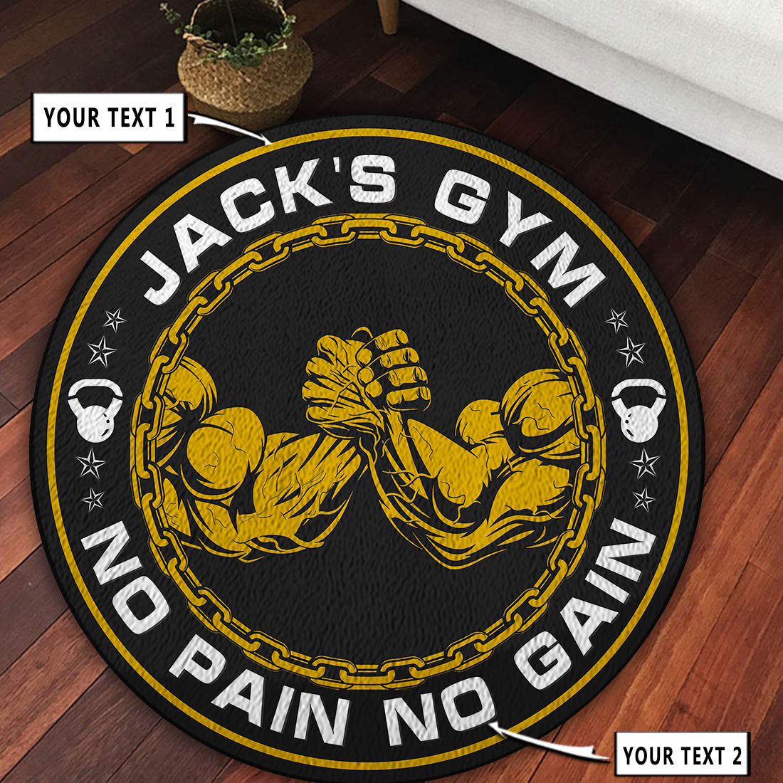 Personalized Home Gym Decor Motivational Quotes Round Rug, Carpet