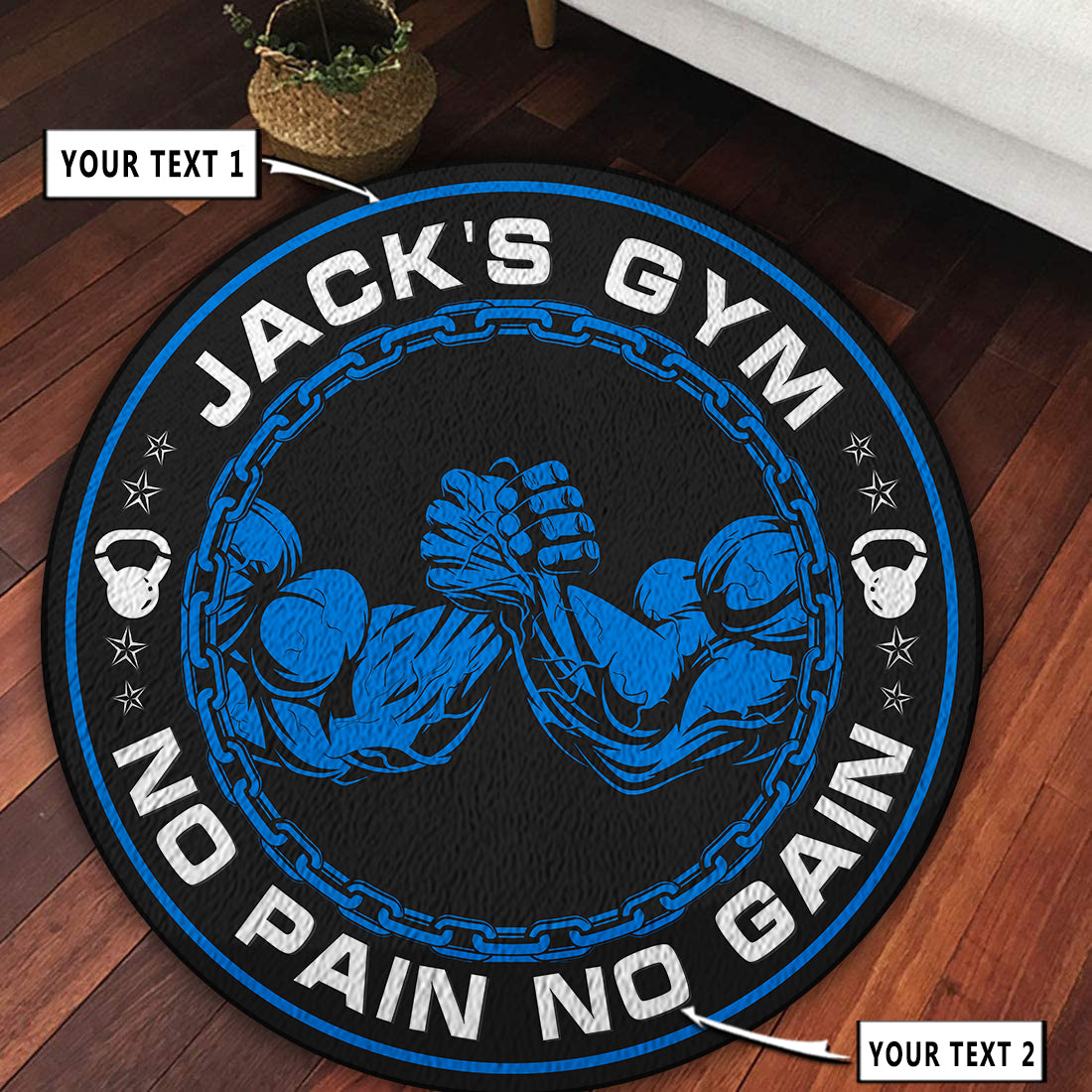Personalized Home Gym Decor Motivational Quotes Round Rug, Carpet