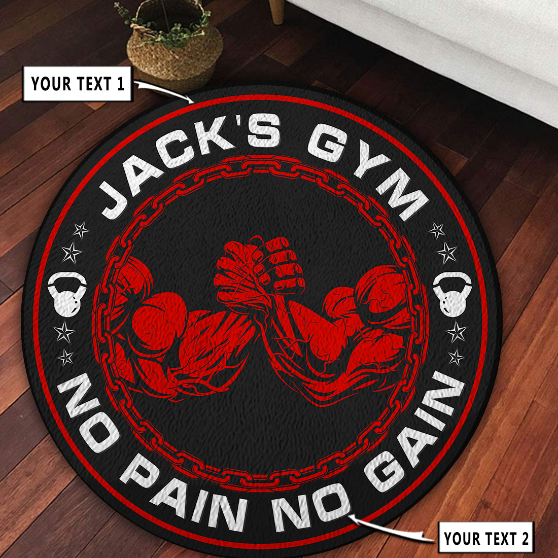 Personalized Home Gym Decor Motivational Quotes Round Rug, Carpet