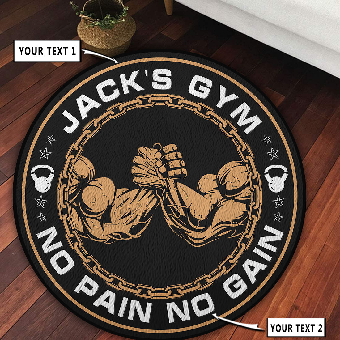 Personalized Home Gym Decor Motivational Quotes Round Rug, Carpet