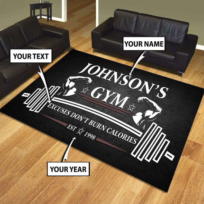 Home Gym Decor Personalized Rug, Carpet Weightlifting Gift