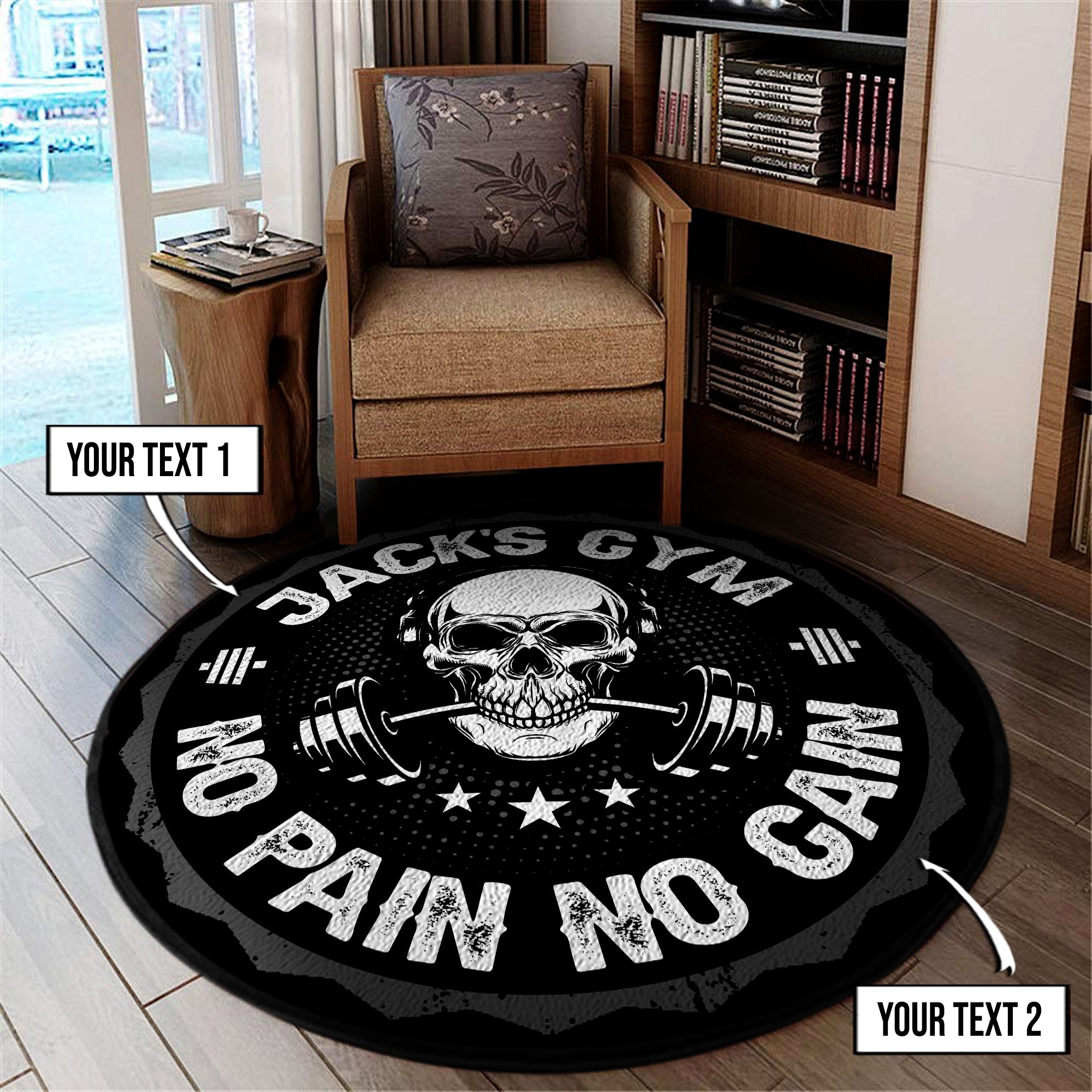 Personalized Garage Gym Flag Skull with Headphones Home Gym Decor 11017