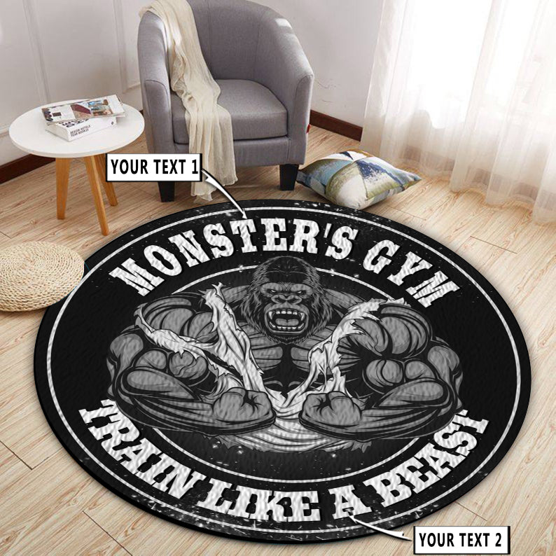 Personalized Gorilla Bodybuilding Home Gym Decor Round Rug, Carpet