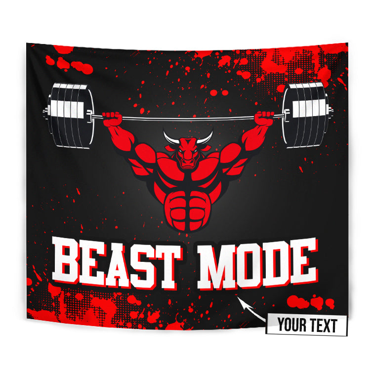 Home gym flag with strong ferocious bull