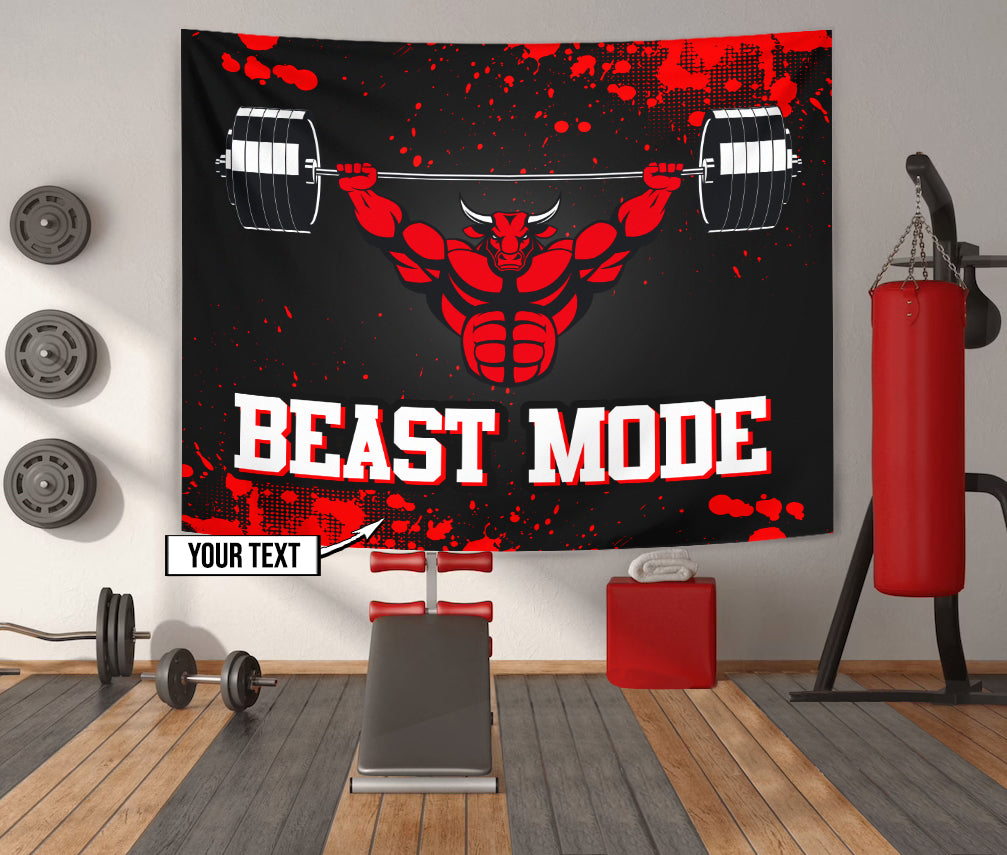Home Gym Flag With Strong Ferocious Red Bull 11181