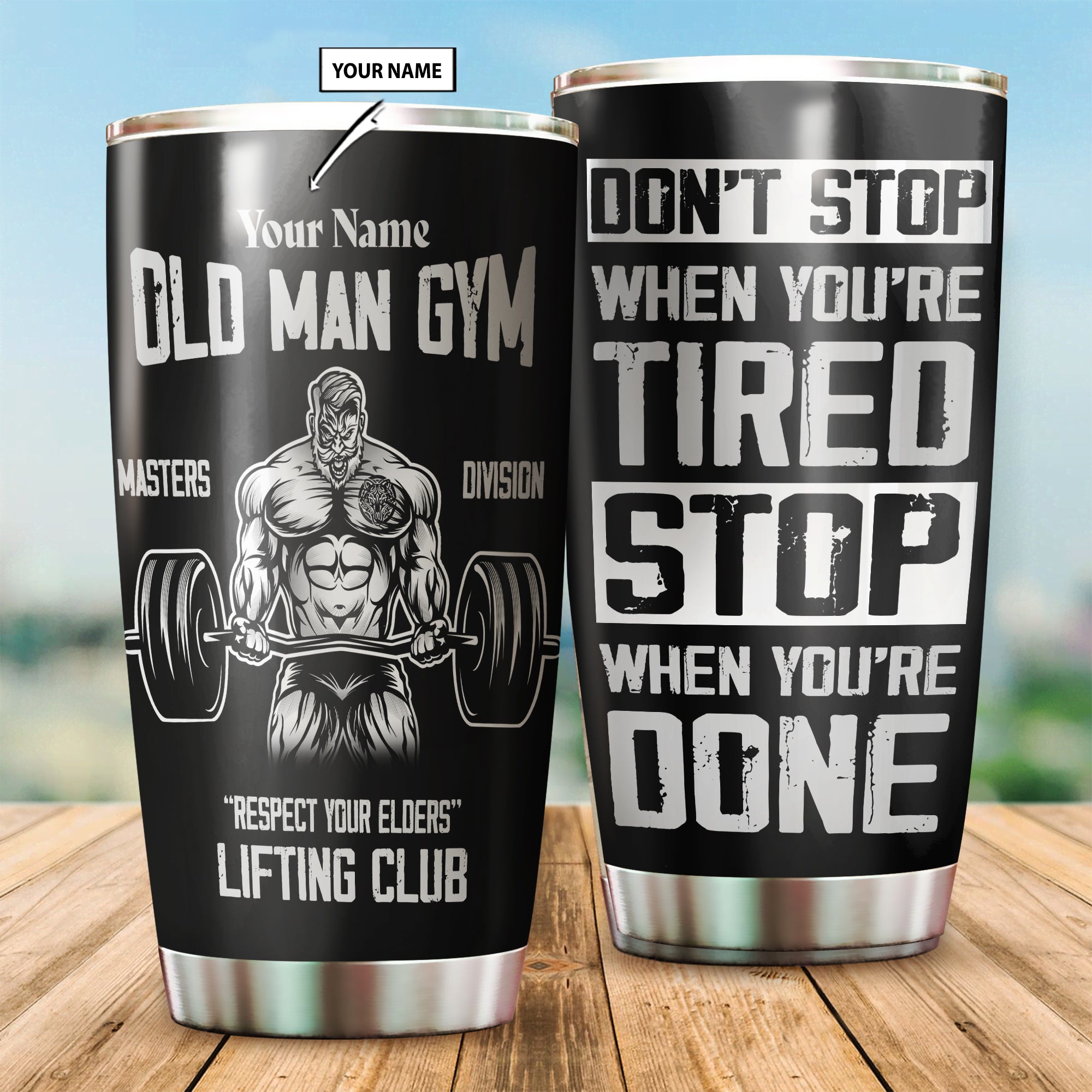 Personalized Tumbler Cup Gym Old Man Workout Gifts