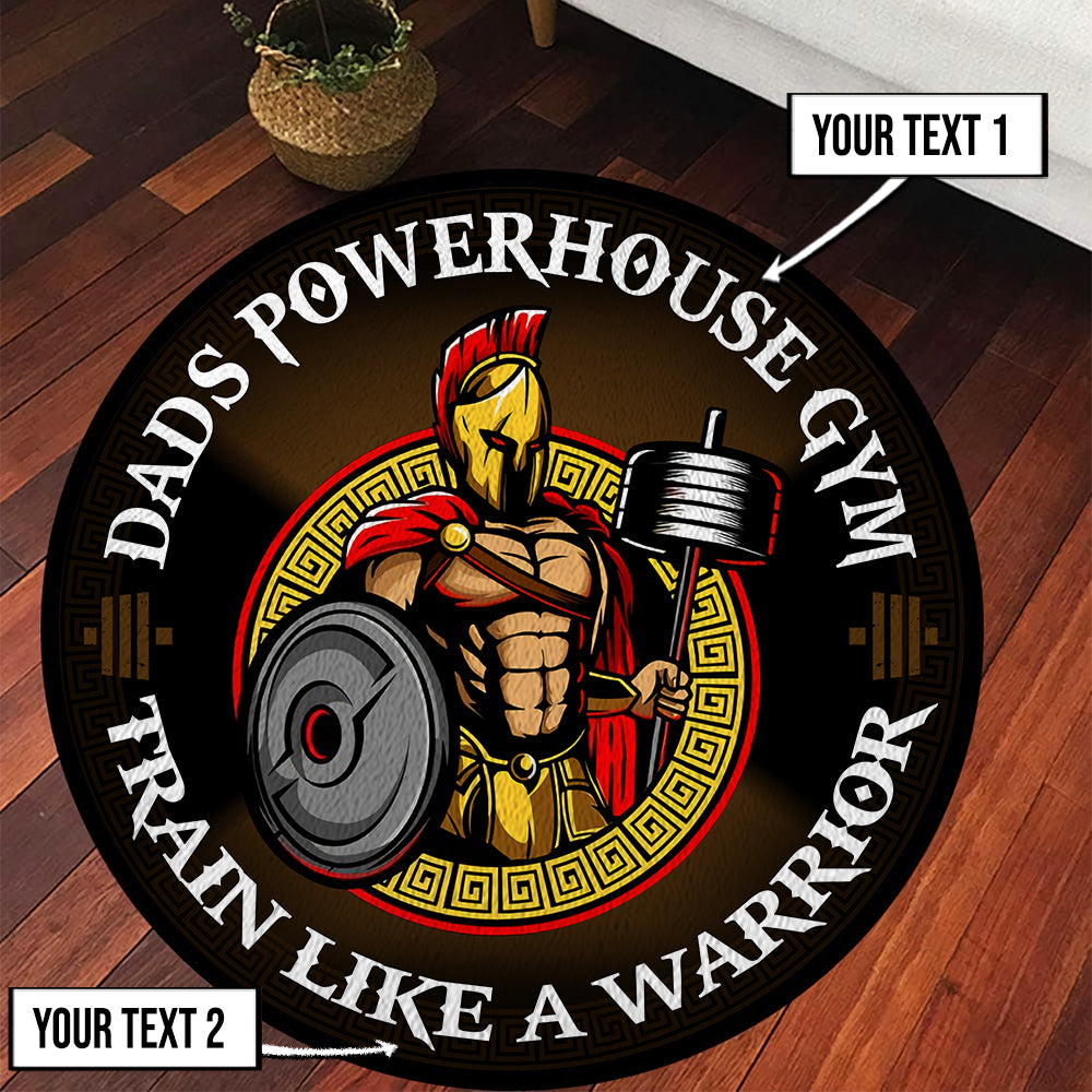 Personalized Gym Round Rug Spartan Warrior Home Gym Decor