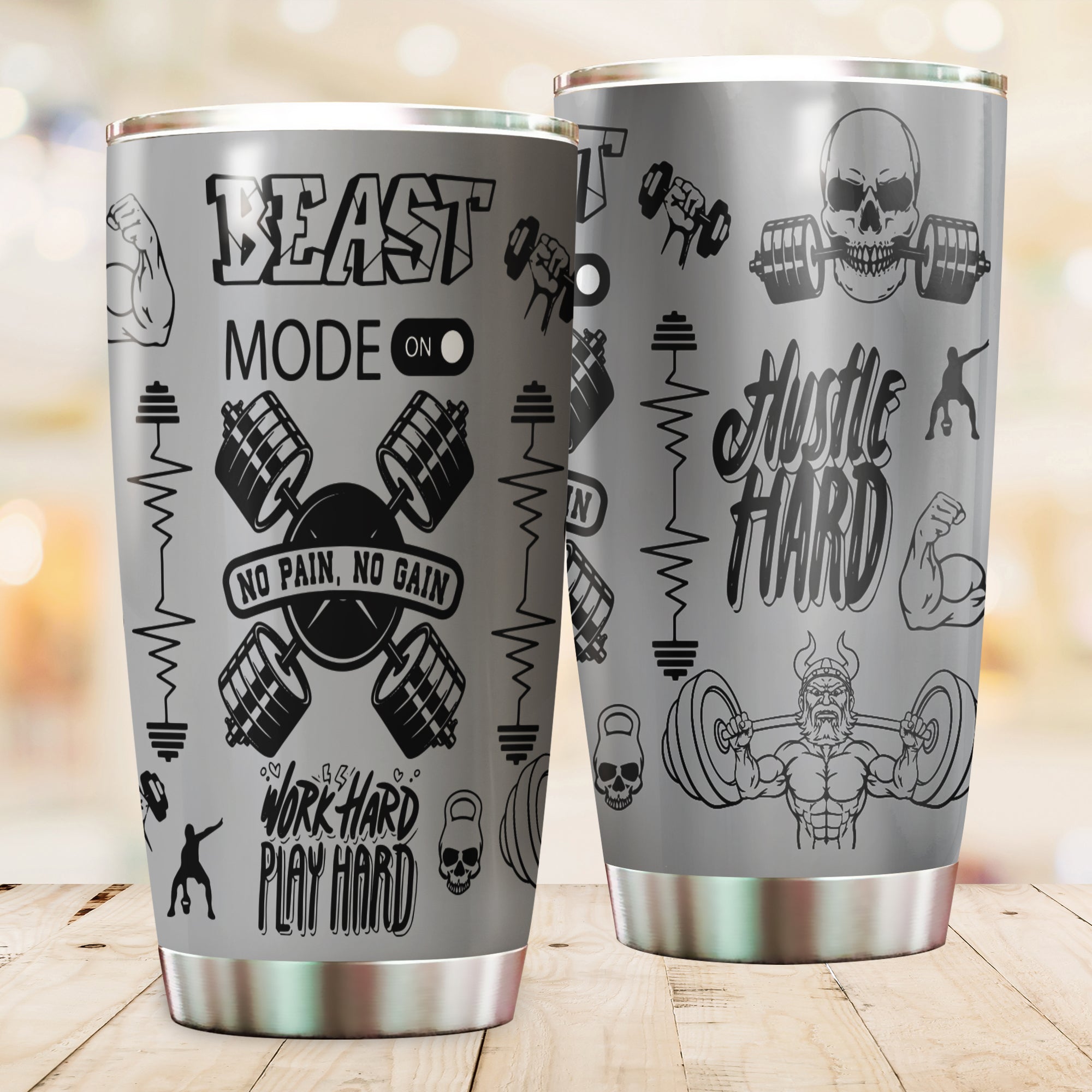 Fitness Beast Mode Hustle Hard Tumbler