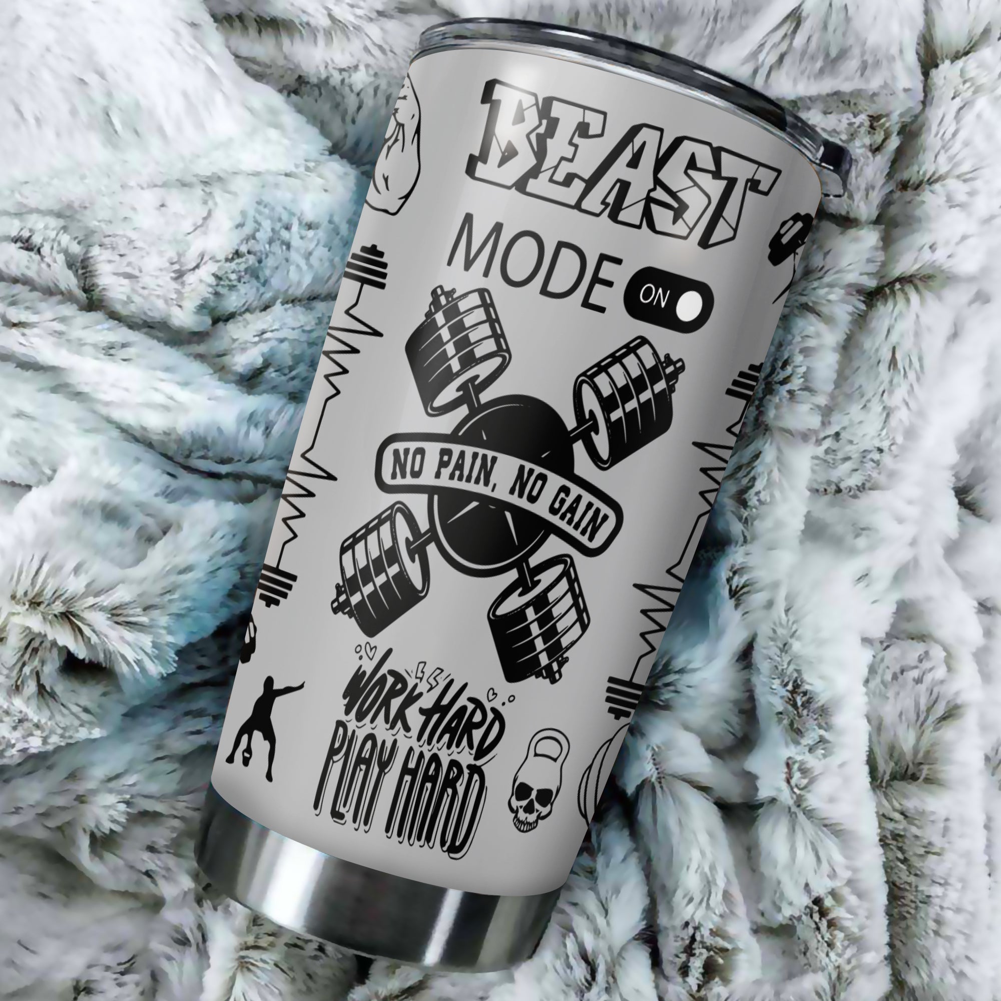 Fitness Beast Mode Hustle Hard Tumbler 11212