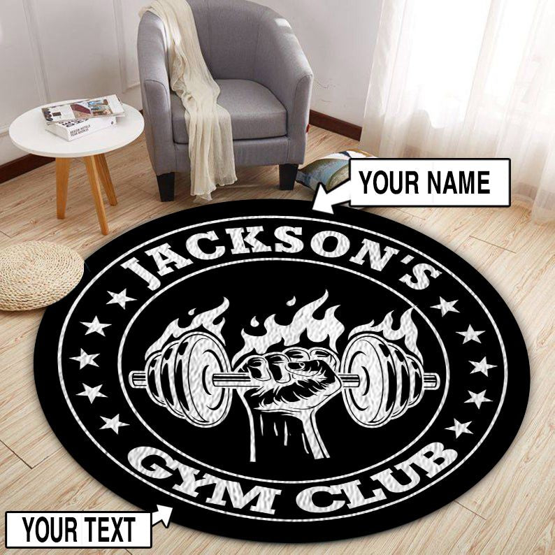 Gym Round Rug Home Gym Decor Fitness Club Bodybuilding gift Dumbbell