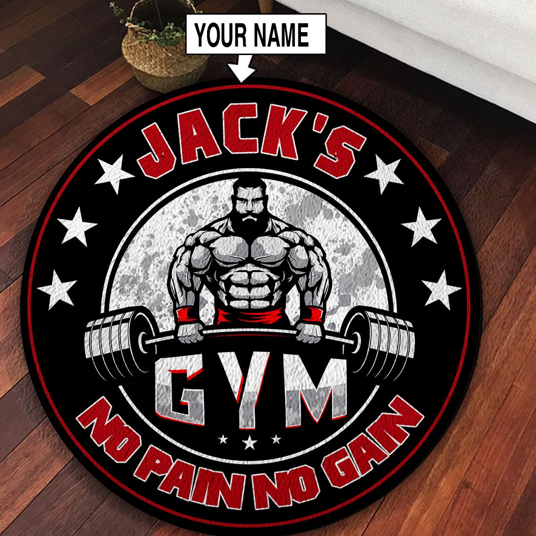 Personalized Bodybuilding Fitness Home Gym Decor Round Rug, Carpet