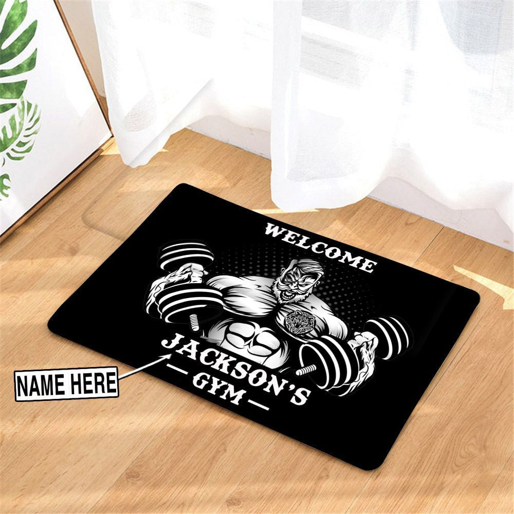 Personalized Gym Decor Home Gym Decor Welcome Rug Weightlifting Gift