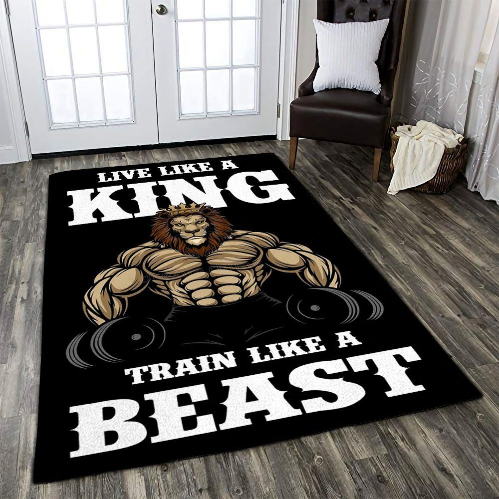Personalized Bodybuilding Rug Home Gym Decor Lion King Gym Gift