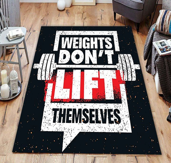 Personalized Bodybuilding Rug Home Gym Decor Weights Dont Lift Themselves Gym Gift
