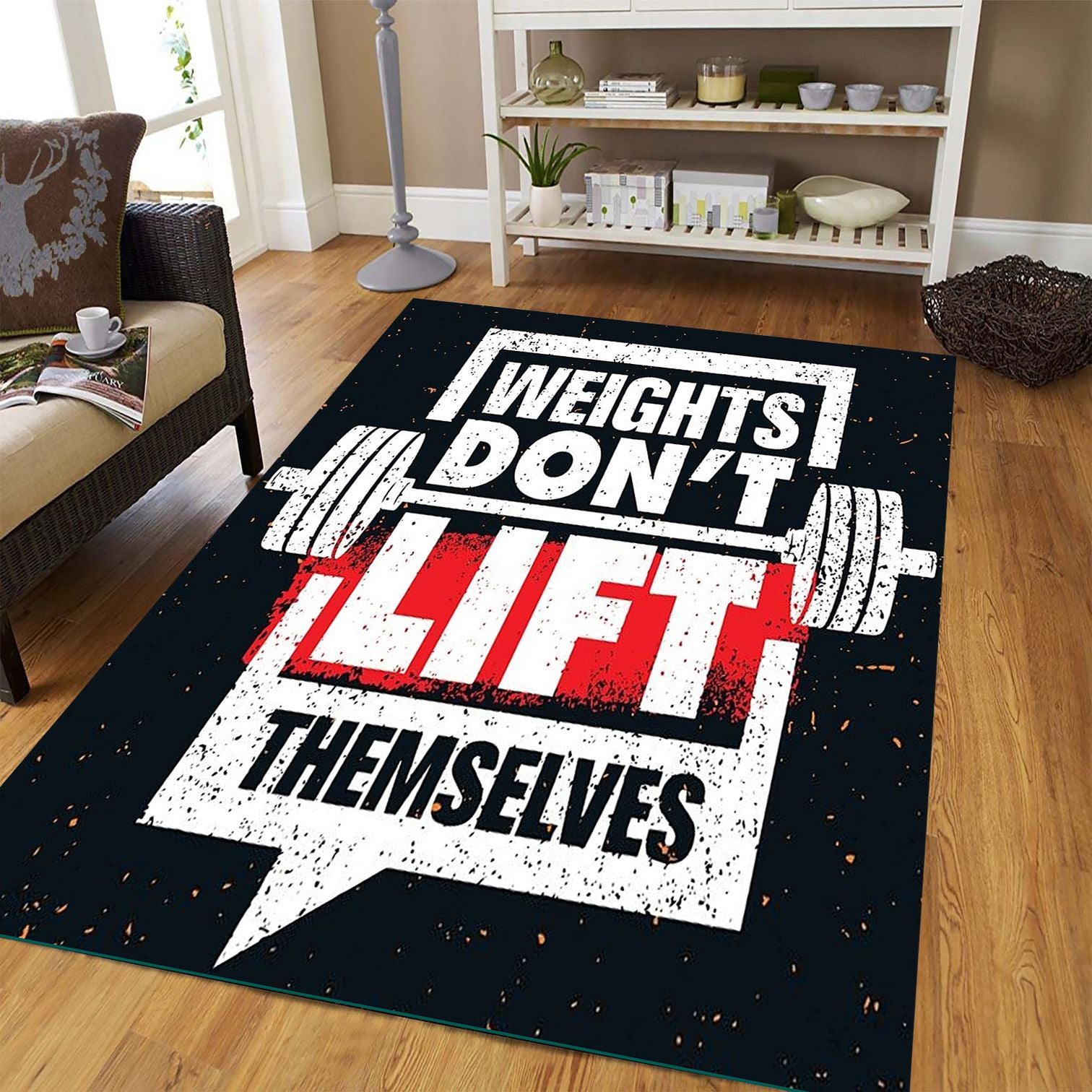 Personalized Bodybuilding Rug Home Gym Decor Weights Dont Lift Themselves Gym Gift