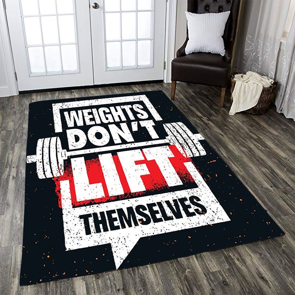 Home Gym Decor Rug - Motivational Fitness Themed Accent for Your Workout  Space 08396