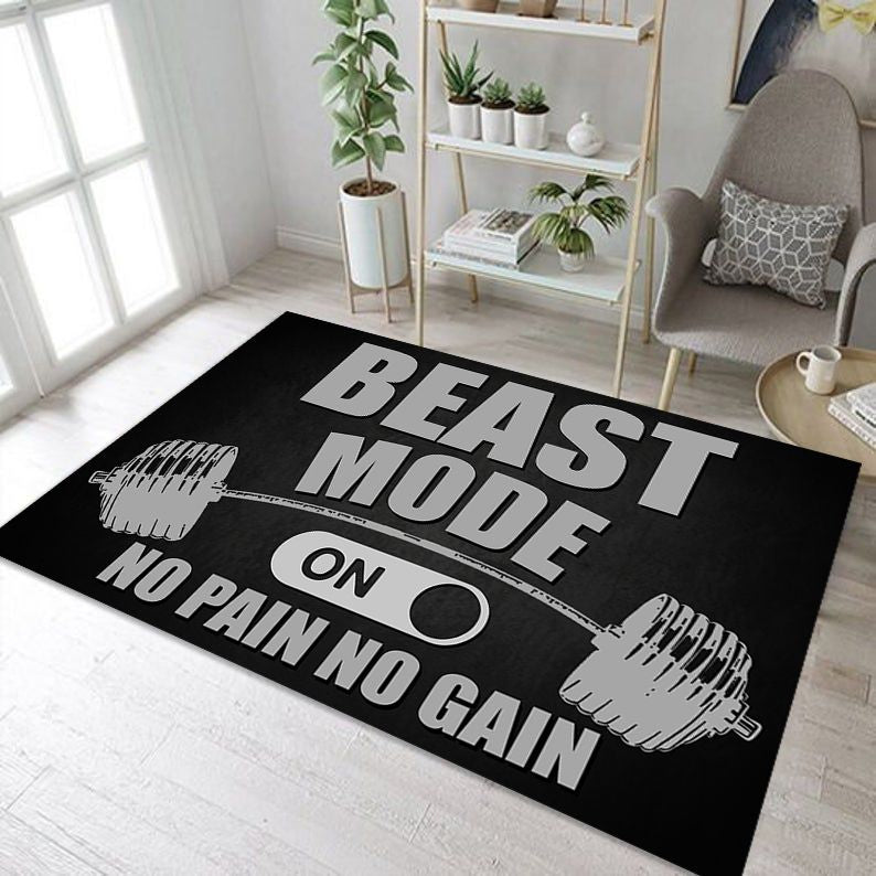 Personalized Bodybuilding Rug Home Gym Decor Beast Mode Gym Gift