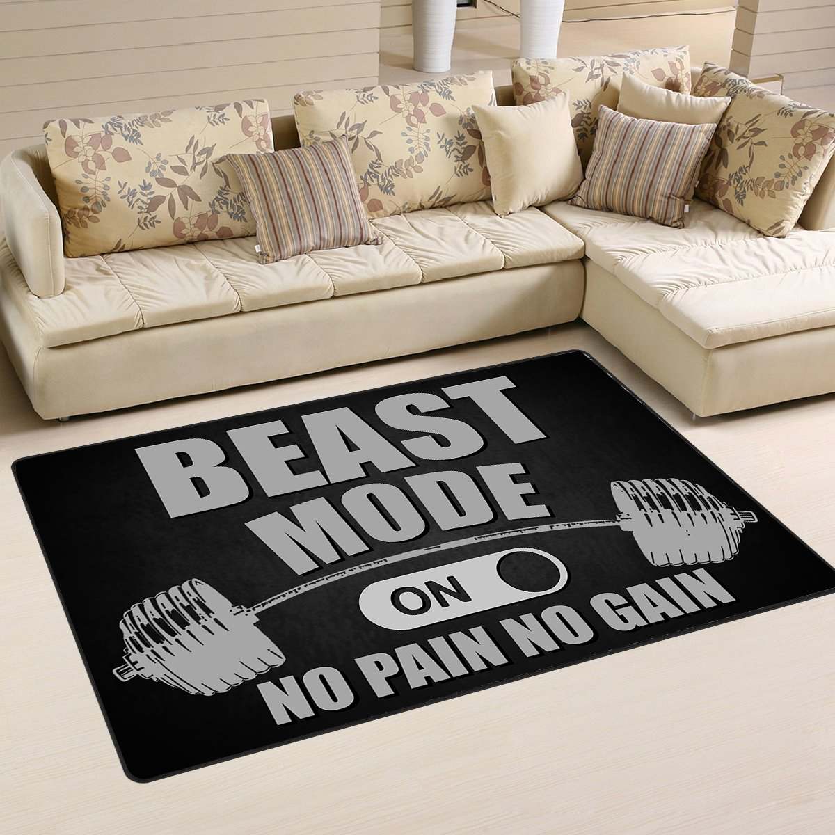 Personalized Bodybuilding Rug Home Gym Decor Beast Mode Gym Gift