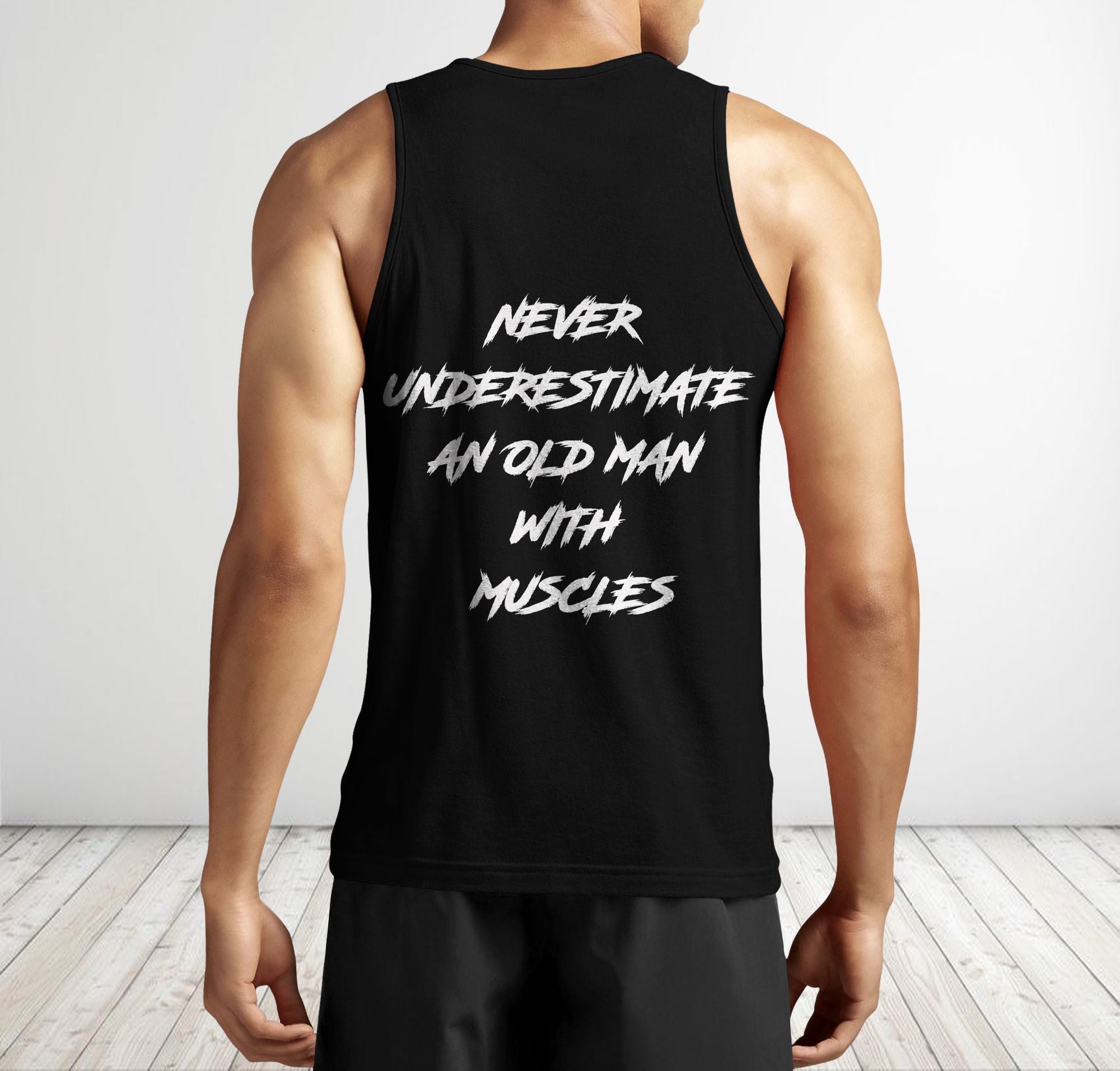 Men Gym Tank Tops Motivational Shirts Old Man With Muscles