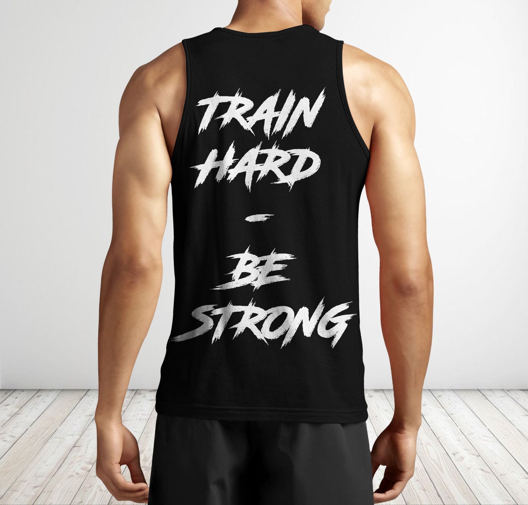 Men Gym Tank Tops Motivational Shirts Train Hard Be Strong