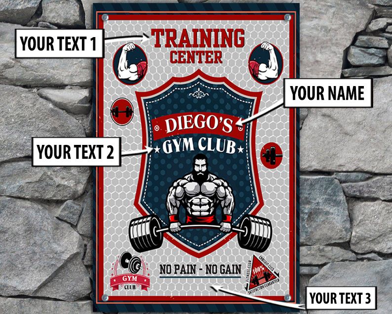 Personalized Bodybuilding Home Gym Decor Training Metal Sign