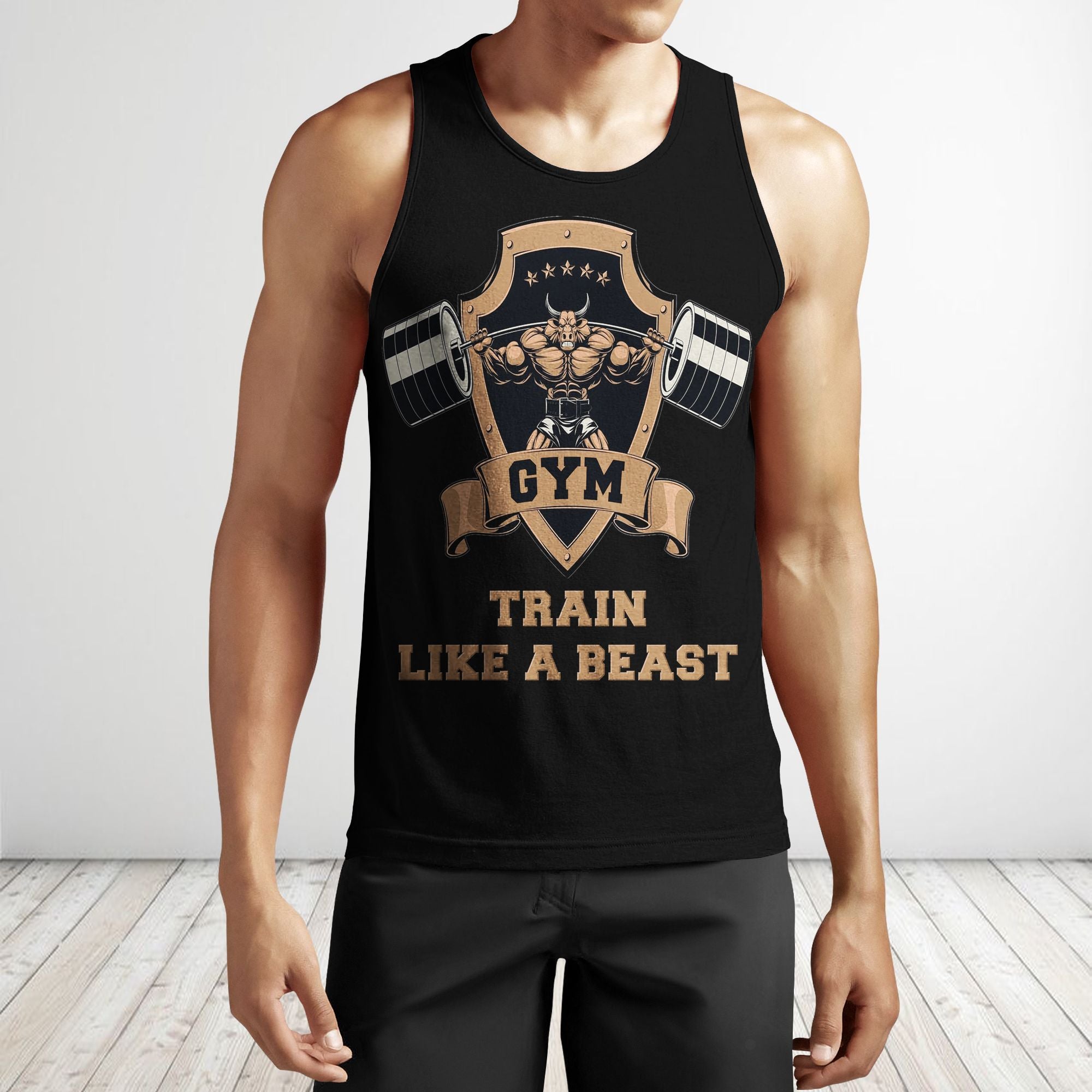 Men Gym Tank Tops Motivational Shirts Train Like A Beast Buffalo