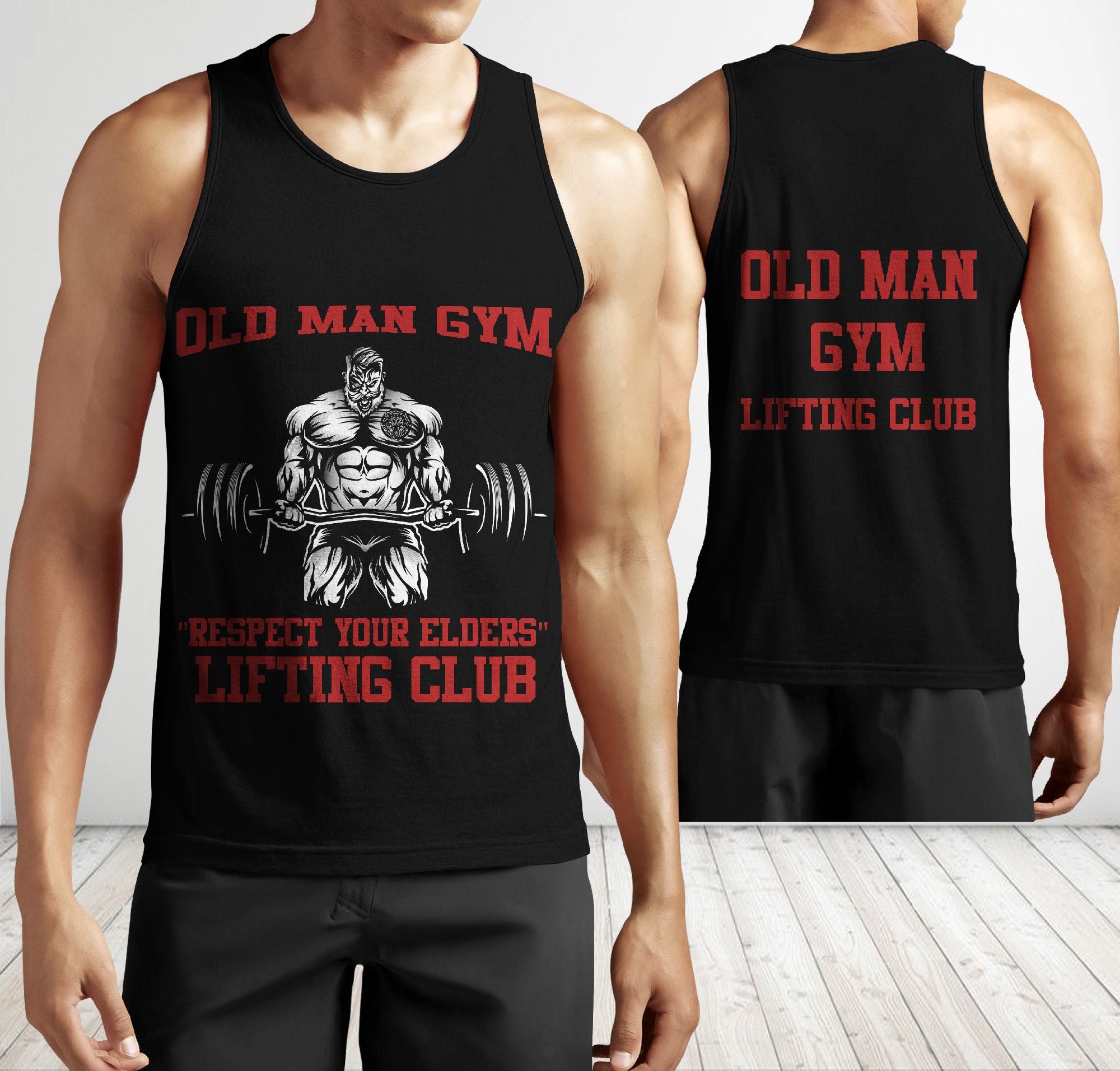 Men Gym Tank Tops Motivational Shirts Old Man Lifting Club