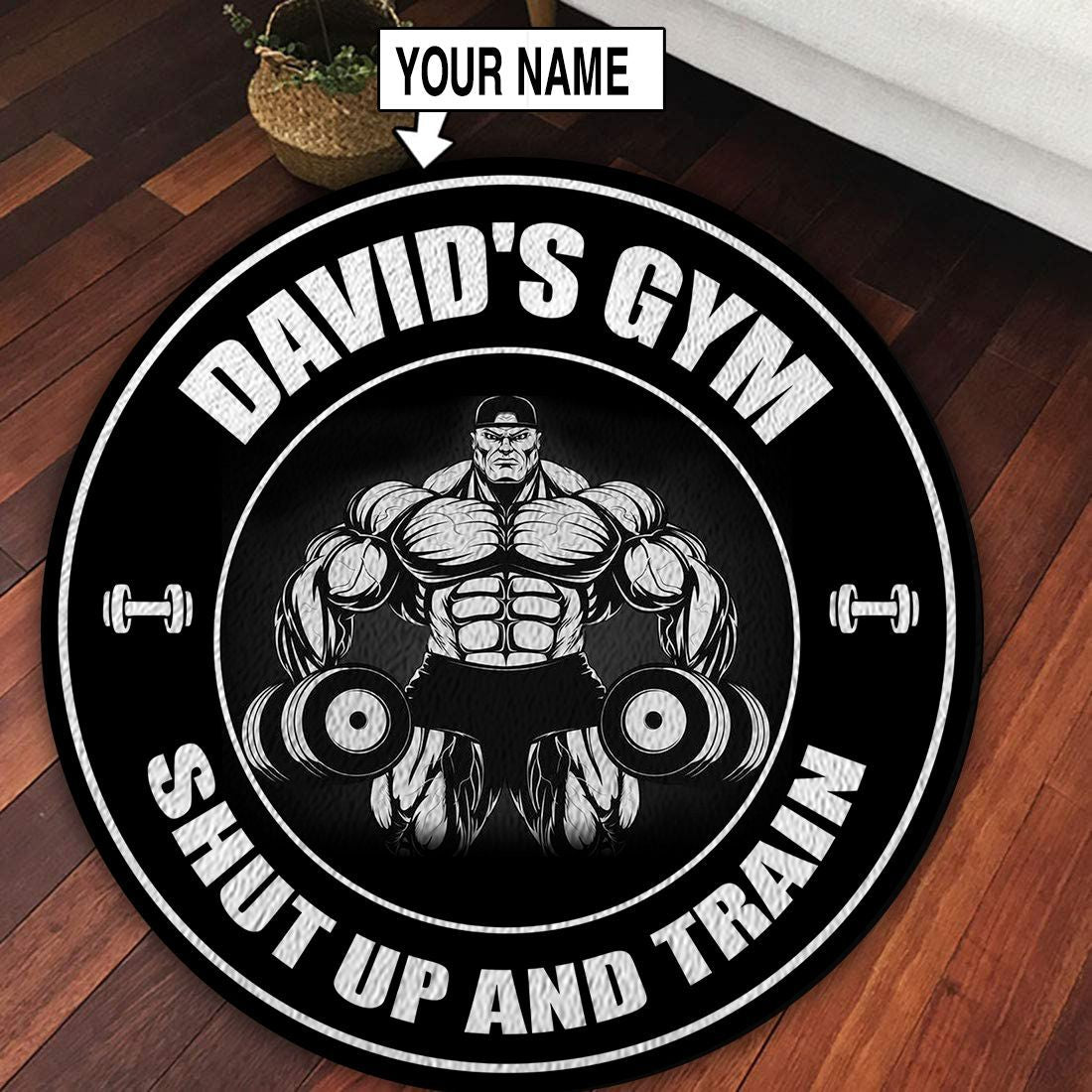 Personalized Bodybuilding Home Gym Decor Shut Up And Train Round Rug, Carpet