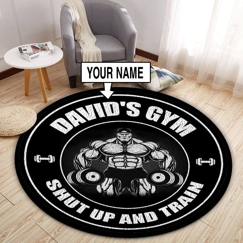 Personalized Bodybuilding Home Gym Decor Shut Up And Train Round Rug, Carpet
