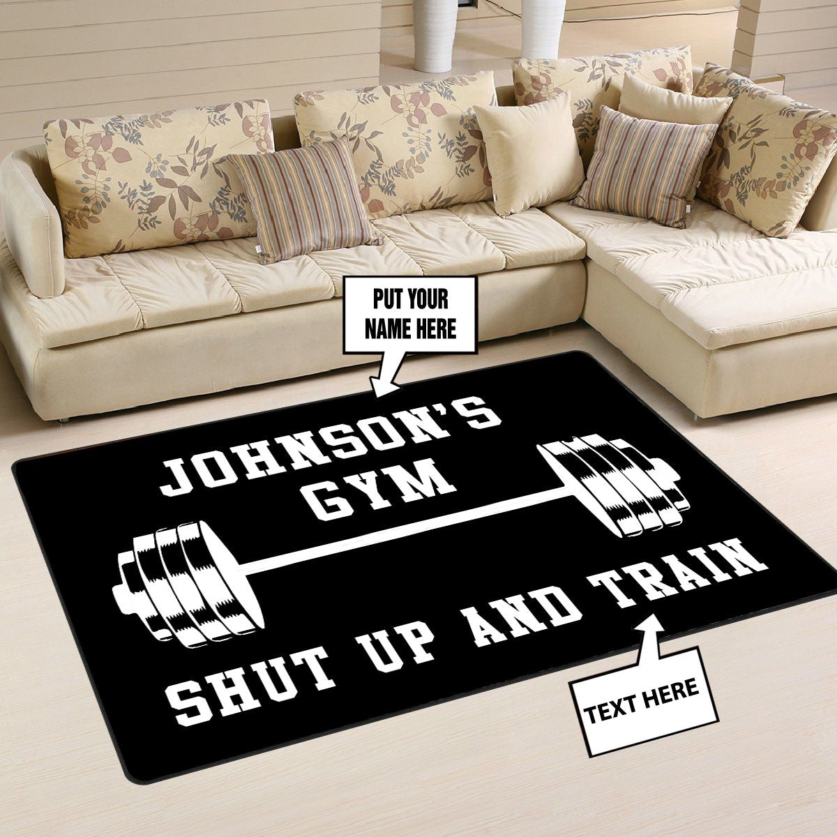 Personalized Bodybuilding Rug Home Gym Decor Barbell Gym Gift