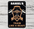 Personalized Bodybuilding Home Gym Decor Train Like A Beast Vintage Metal Sign