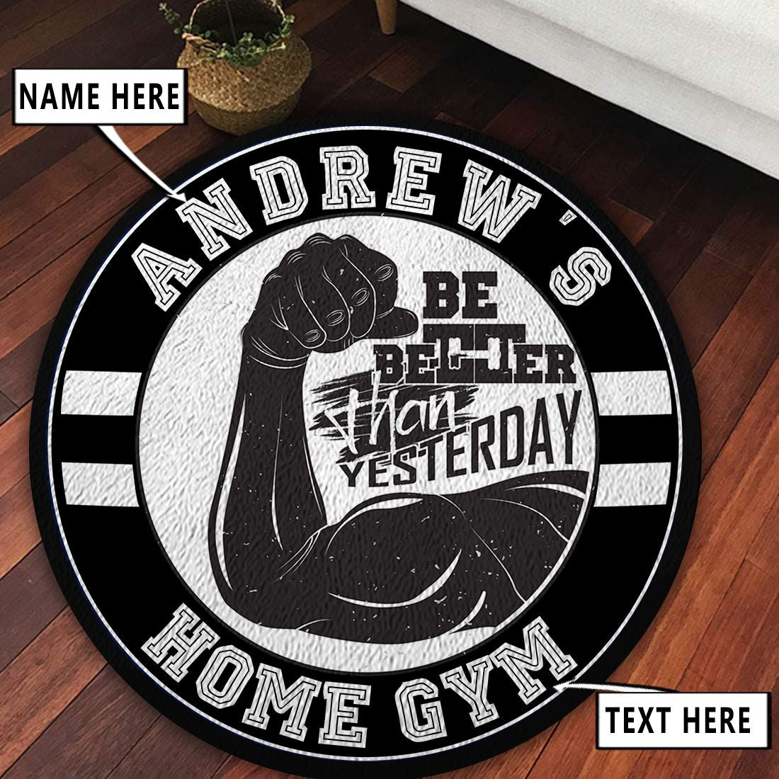 Fitness Home Gym Decor Be Better Than Yesterday Round Rug, Carpet