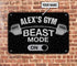 Fitness Custom Metal Sign Home Gym Decor Barbell Beast Mode Vintage Metal Sign Gym Gift