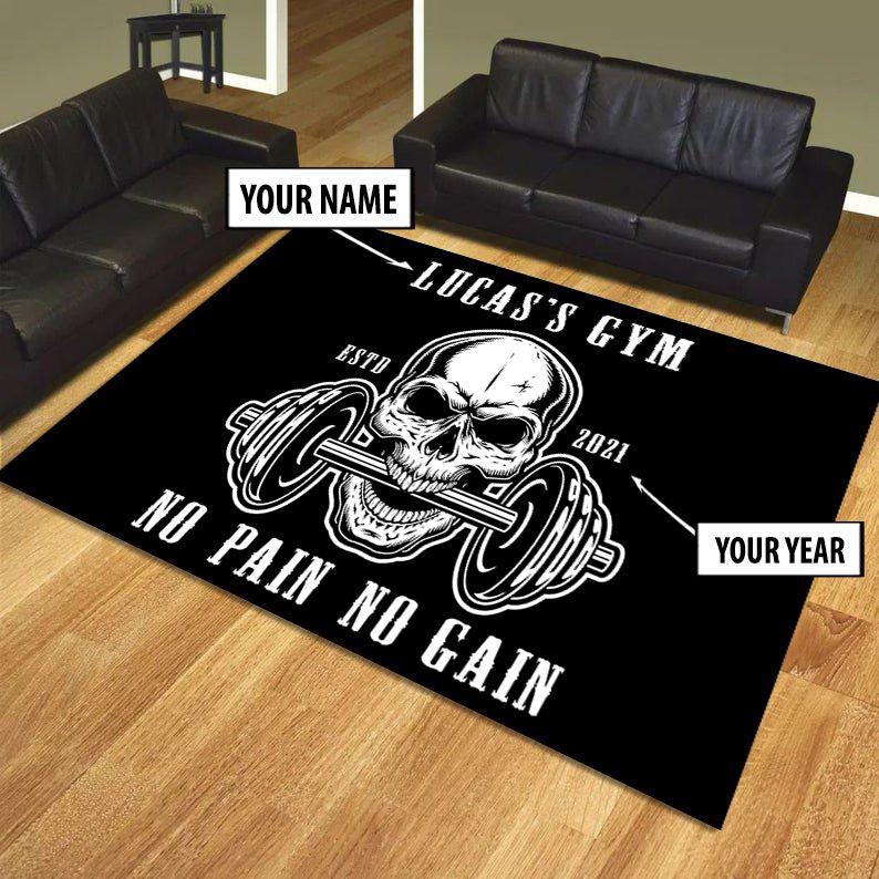 Personalized Bodybuilding Rug Home Gym Decor Skull Bodybuilding Gift