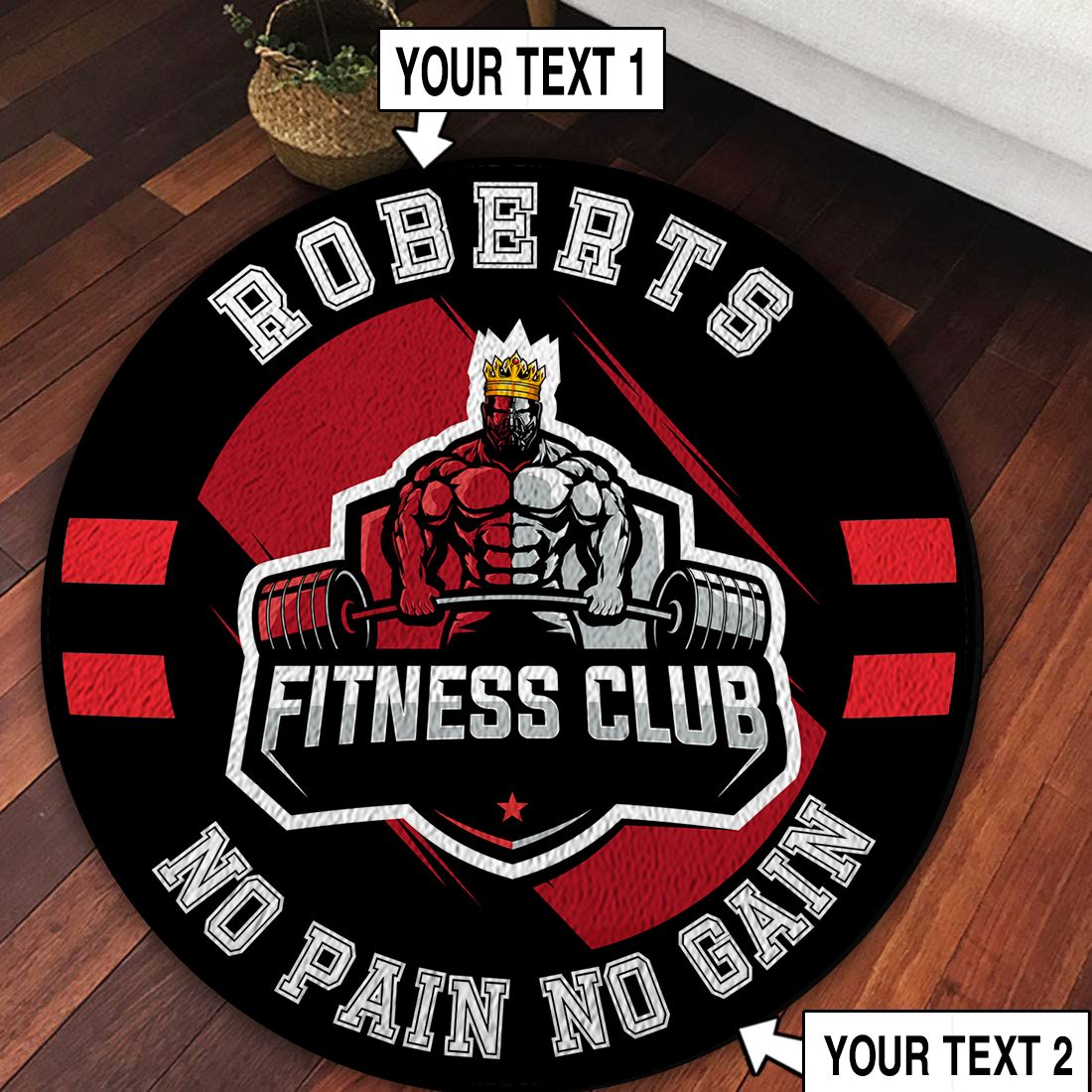 Gym Round Rug Home Gym Decor Fitness Club Bodybuilding gift