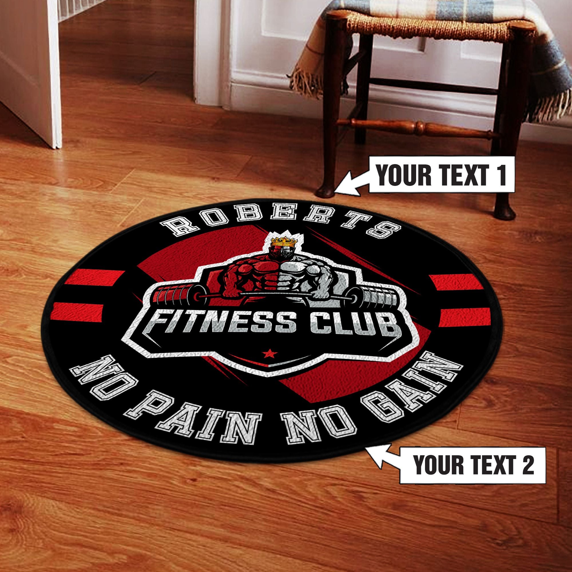 Gym Round Rug Home Gym Decor Fitness Club Bodybuilding gift