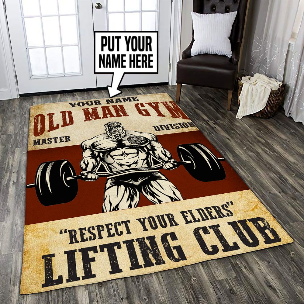 Fitness Rug Home Gym Decor Old Man Bodybuilding Gift