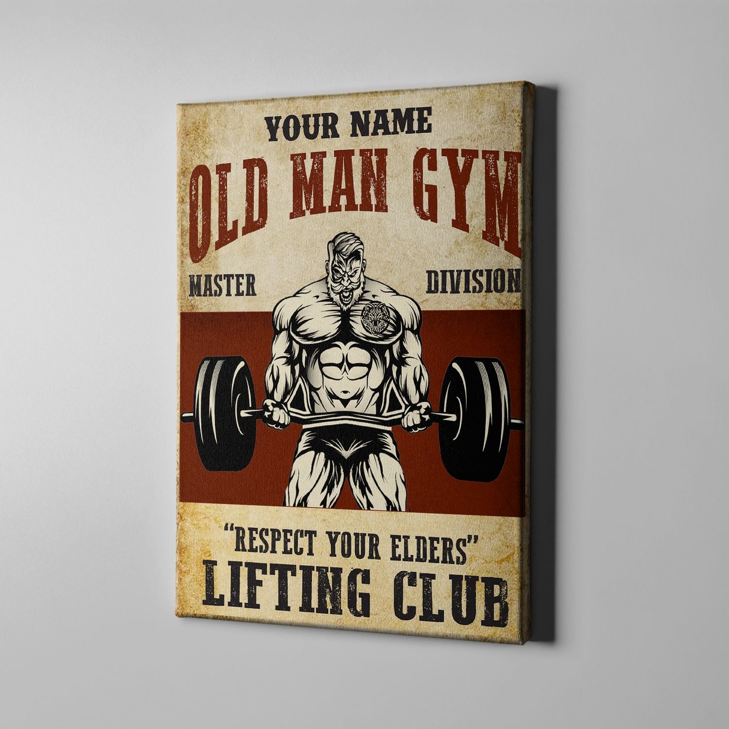Personalized Old Man Bodybuilding Home Gym Decor Canvas, Wall Art