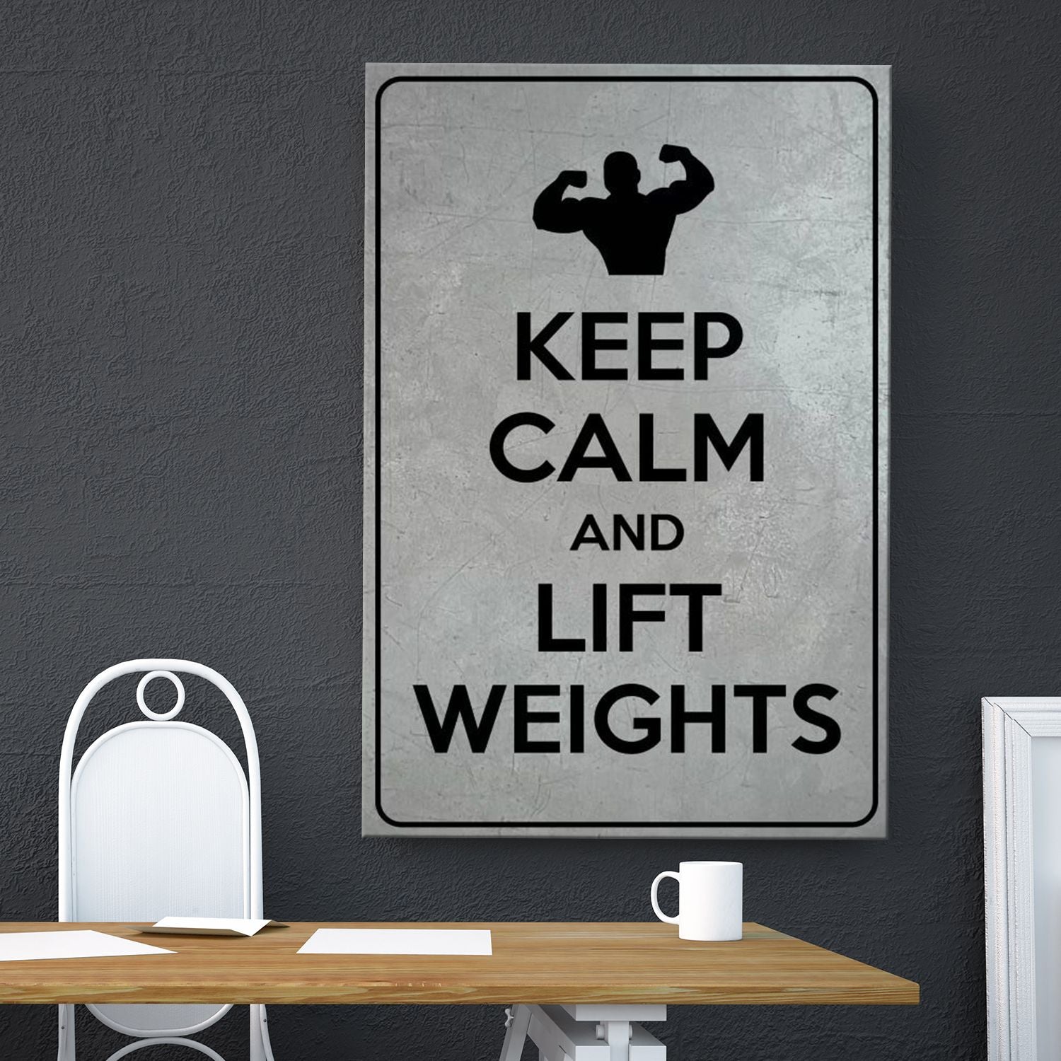 Home Gym Decor Keep Calm And Lift Weights Canvas, Wall Art
