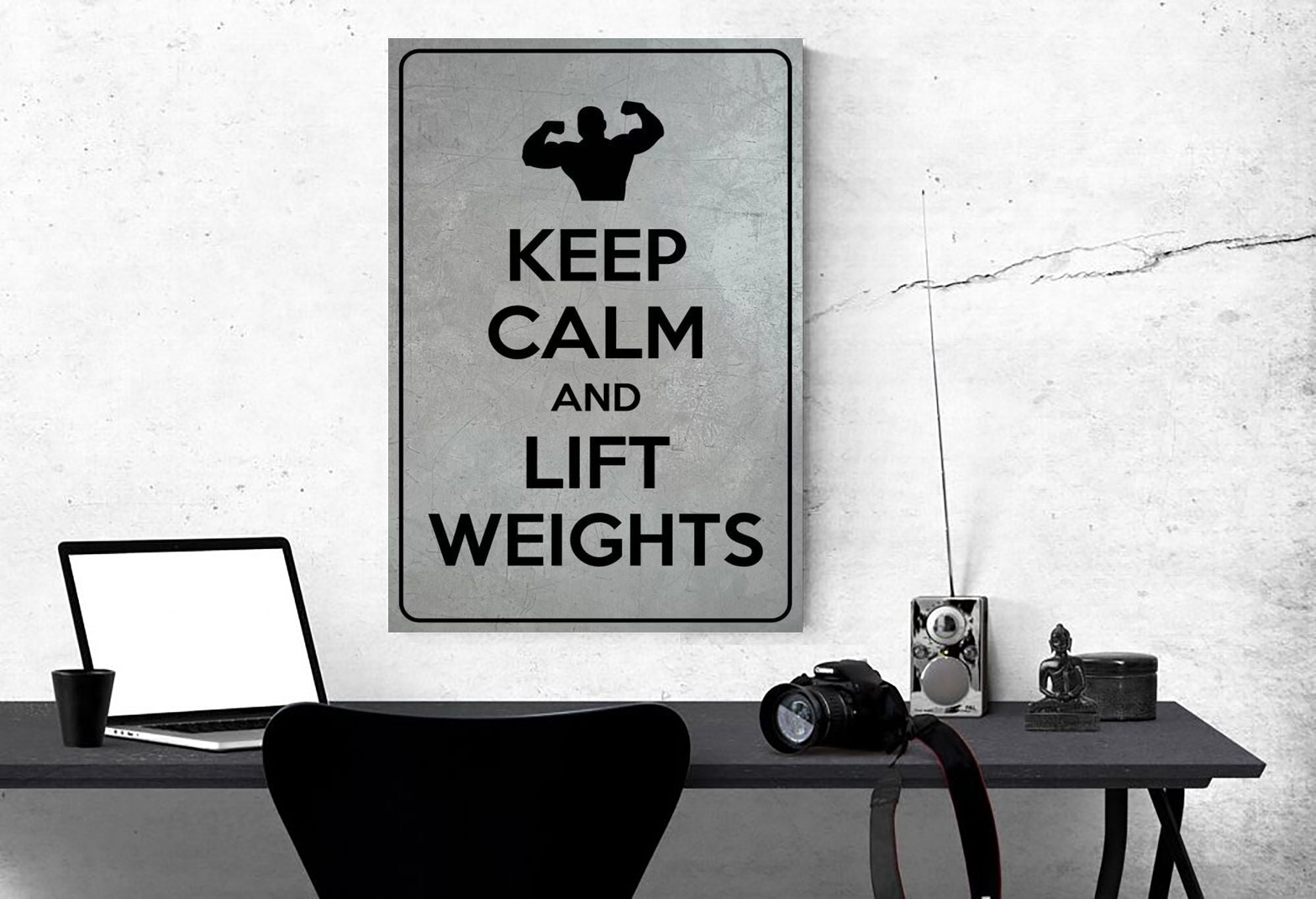 Home Gym Decor Keep Calm And Lift Weights Canvas, Wall Art
