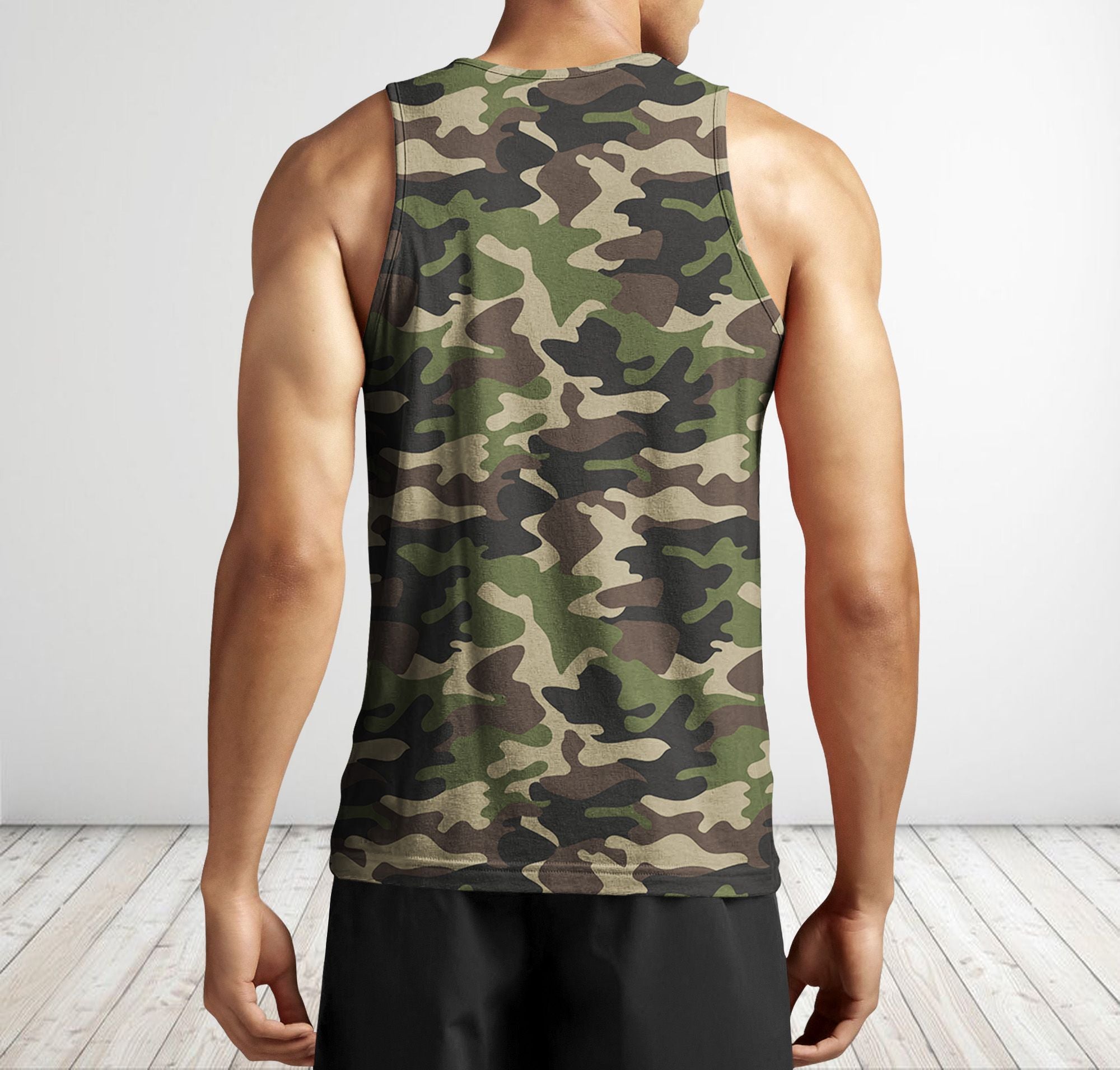 Men Gym Tank Tops Motivational Shirts Skull Dumbbell Camo