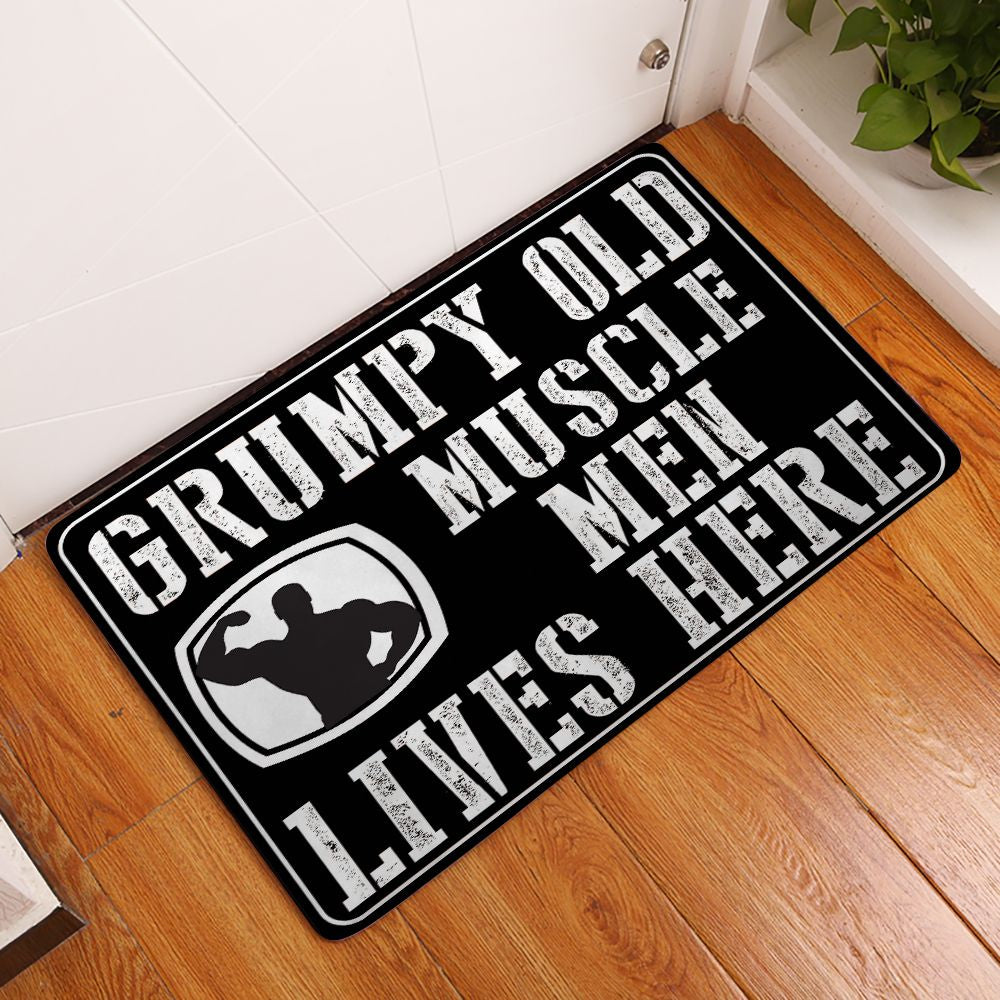 Personalized Bodybuilding Home Gym Decor Grumpy Old Muscle Men Door Mat