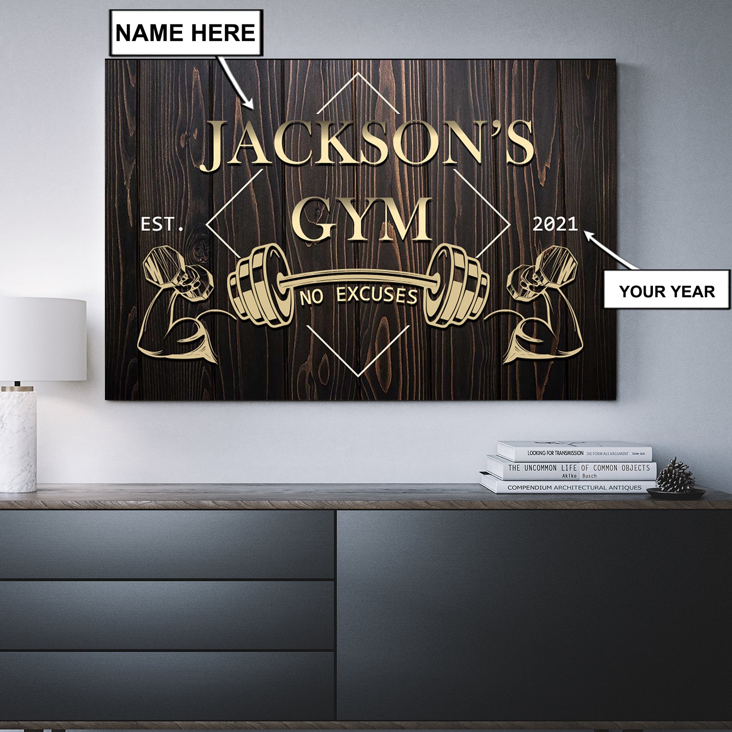 Personalized Home Gym Decor No Excuses Canvas, Wall Art