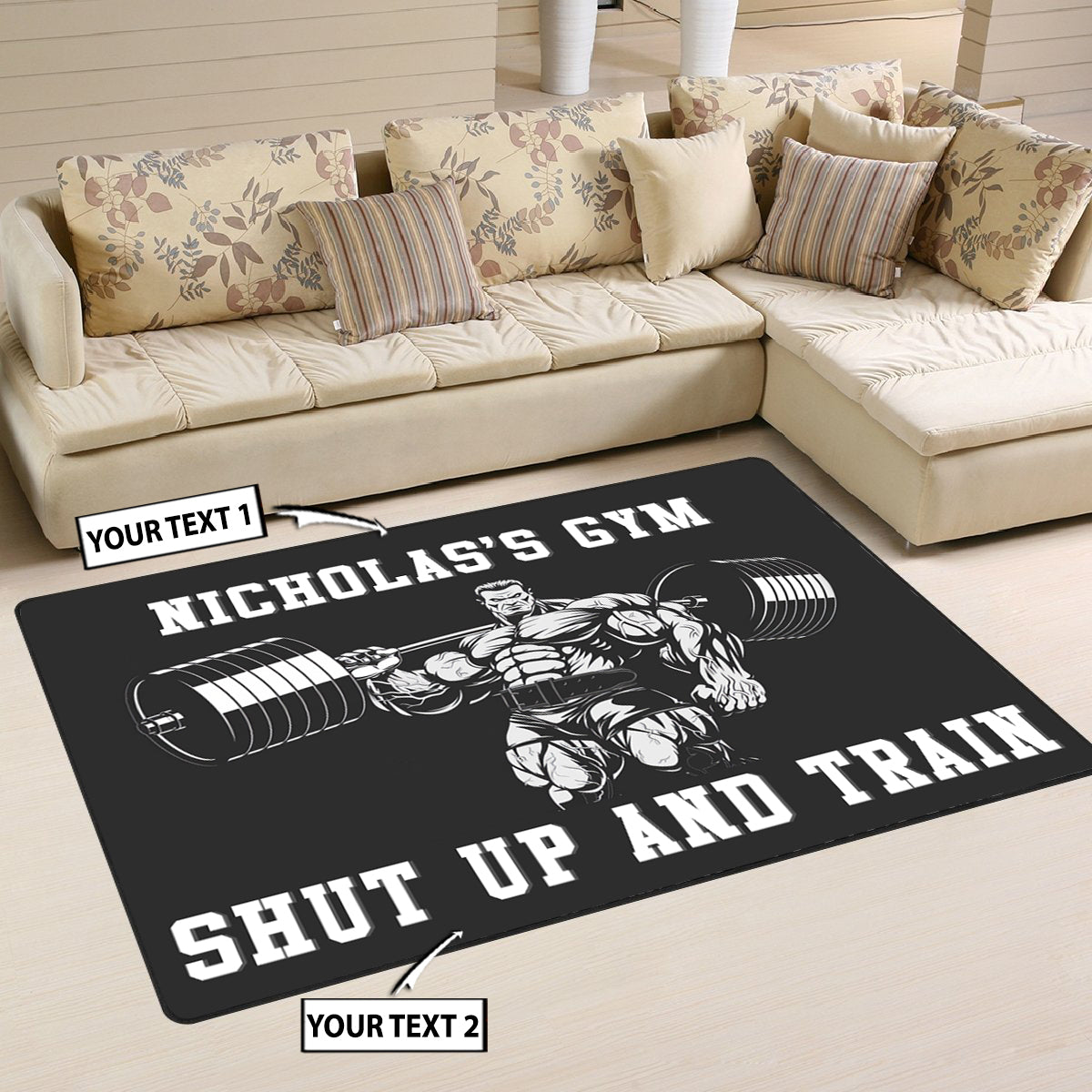 Personalized Bodybuilding Gym Home Gym Decor Muscle Man Carpet Weightlifting Gift