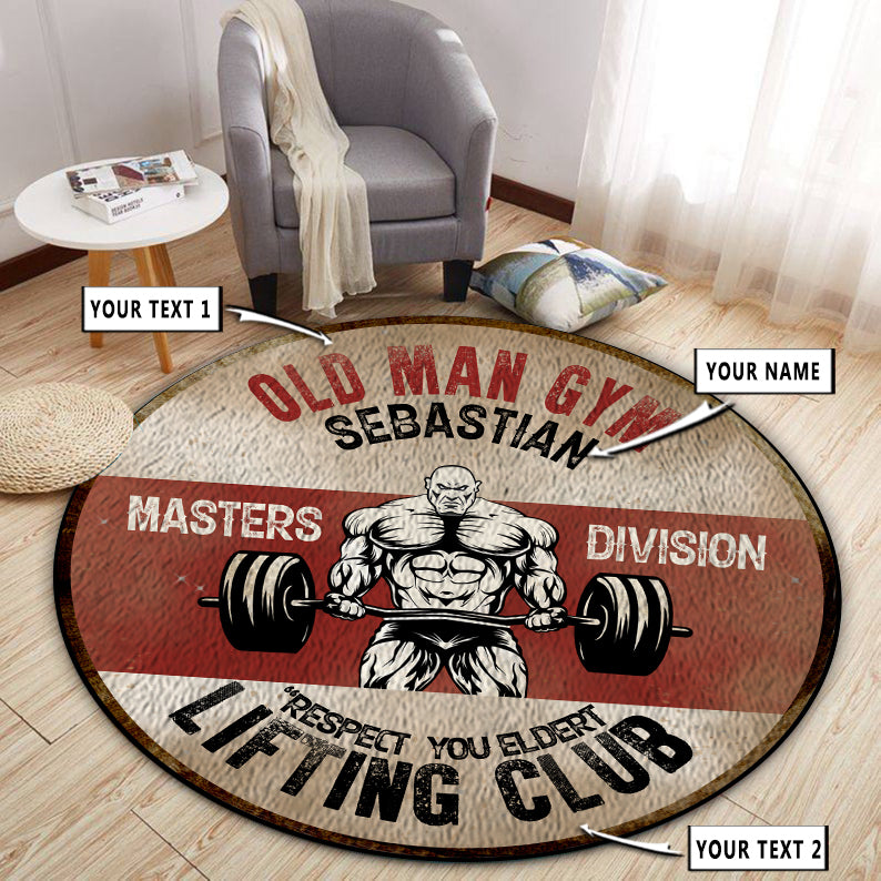 Personalized Old Man Home Gym Decor Sebastian Round Rug, Carpet